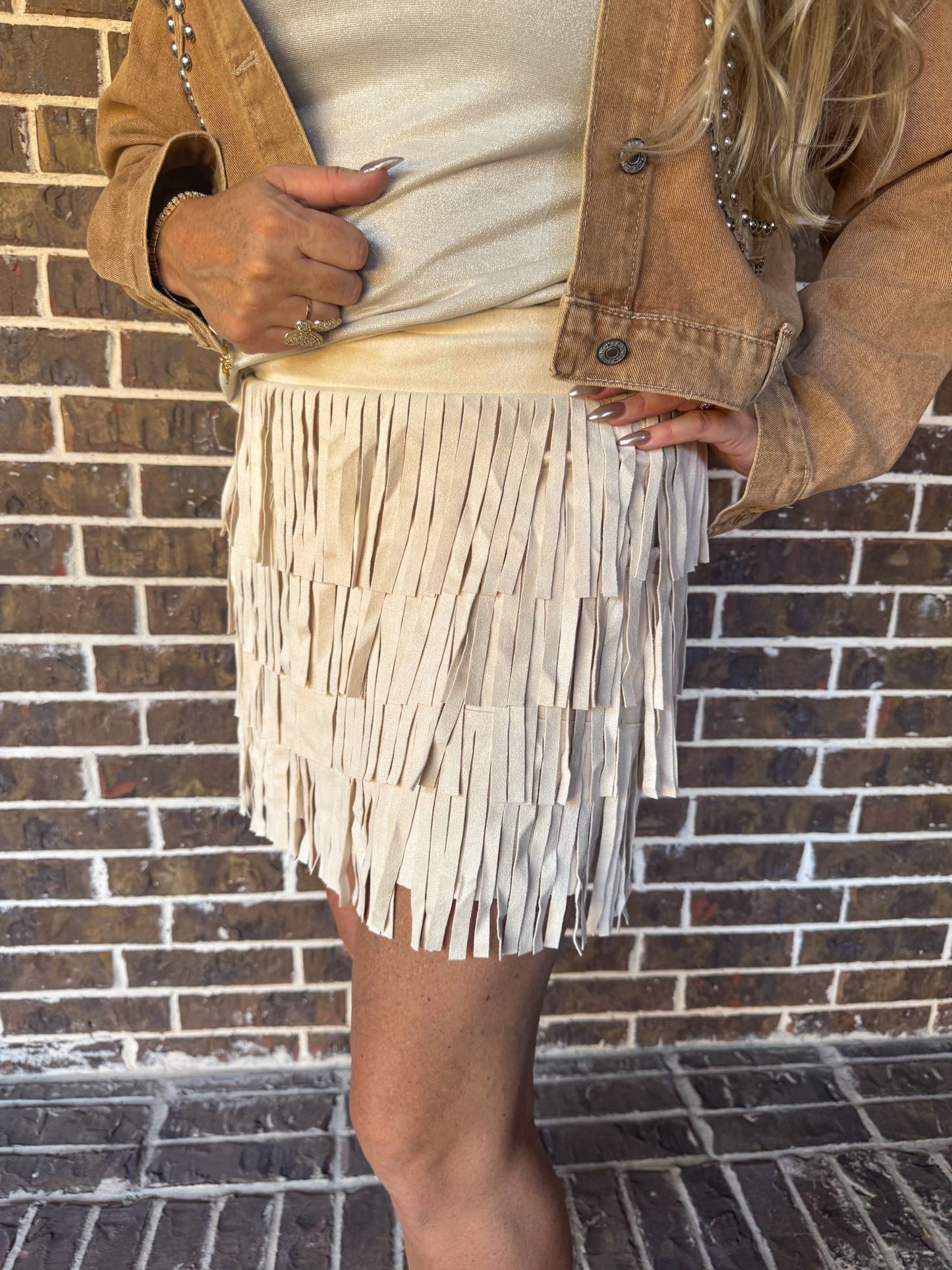 Western Glam Fringe Skirt