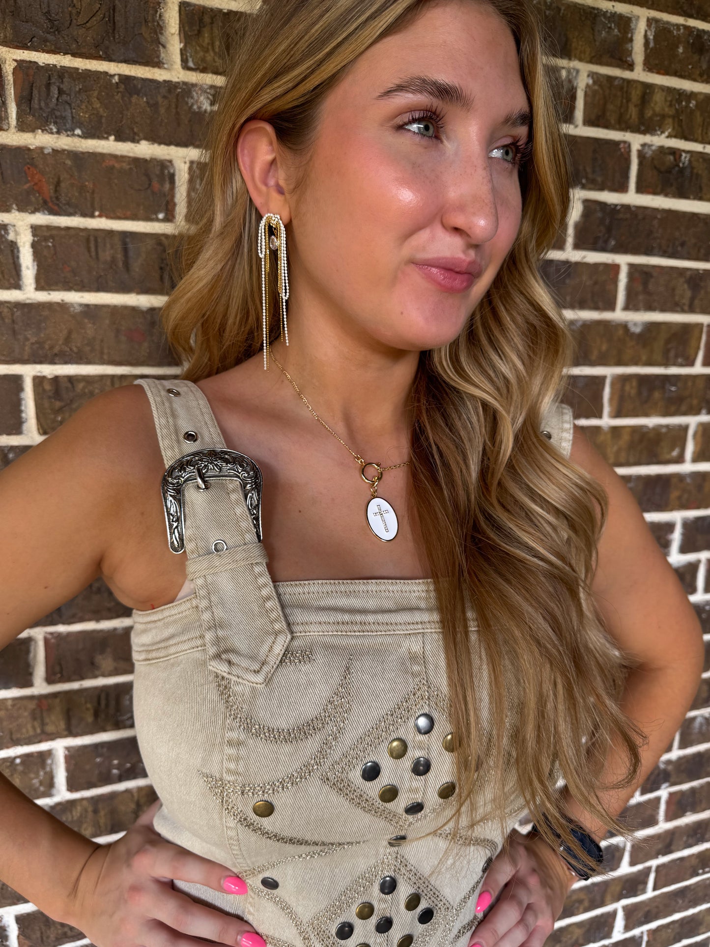 Western Studded Buckle Strap Mini Dress