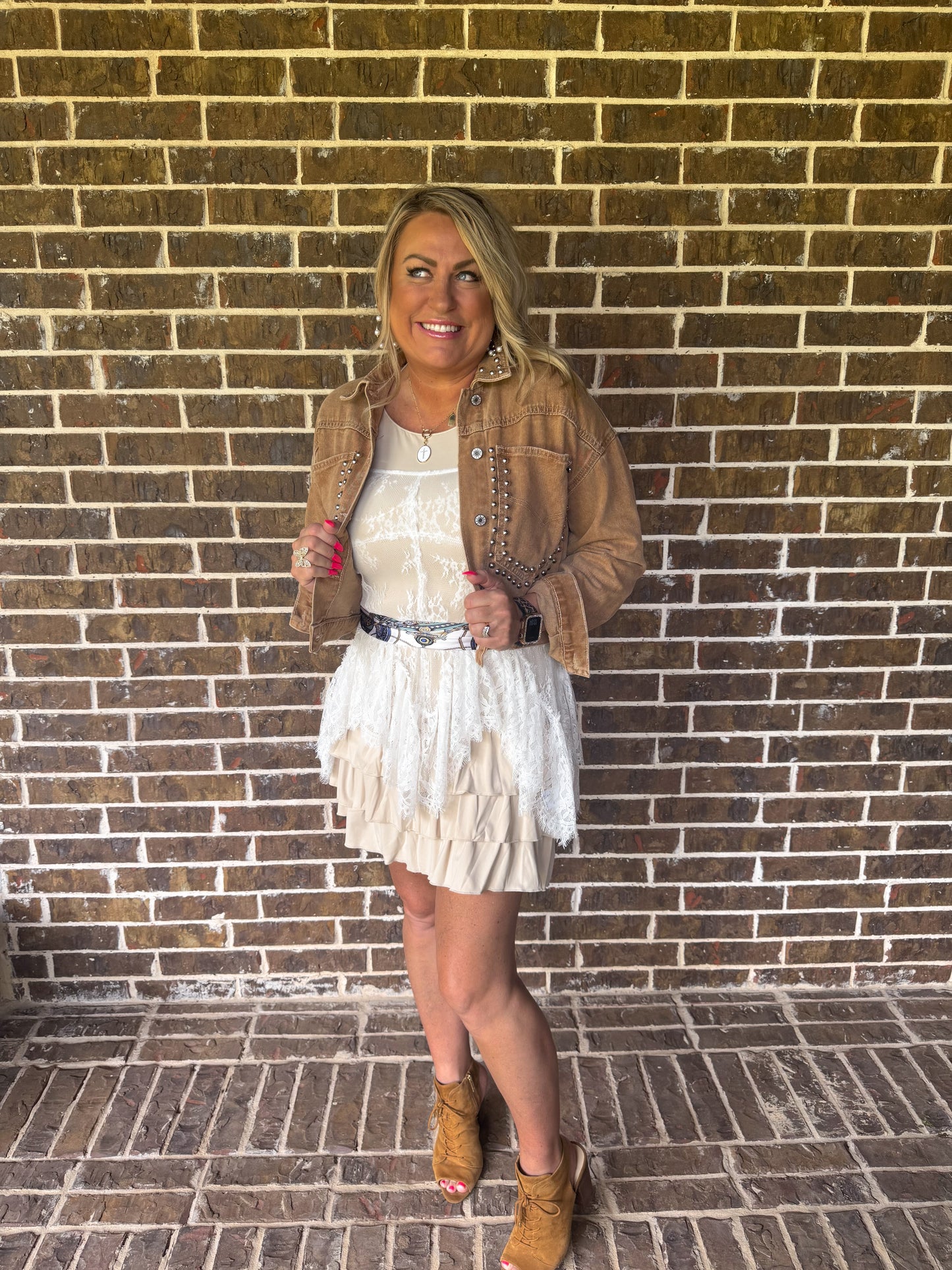 White Lace Peplum Tank Top