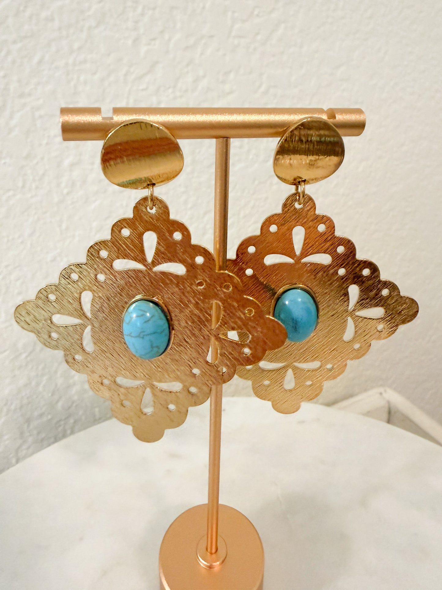 Golden Western Turquoise Earrings