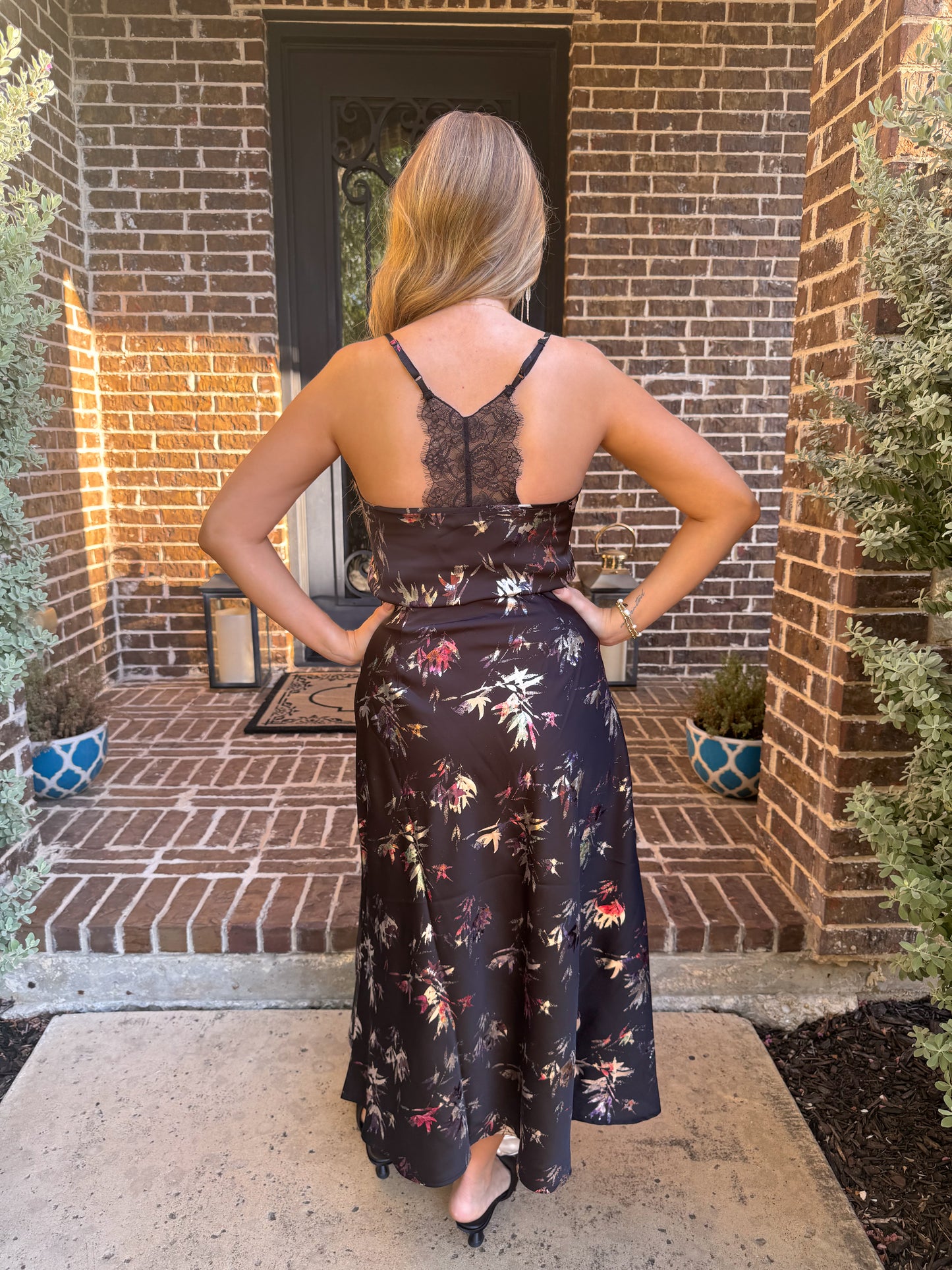 Midnight Bloom Satin Black Set