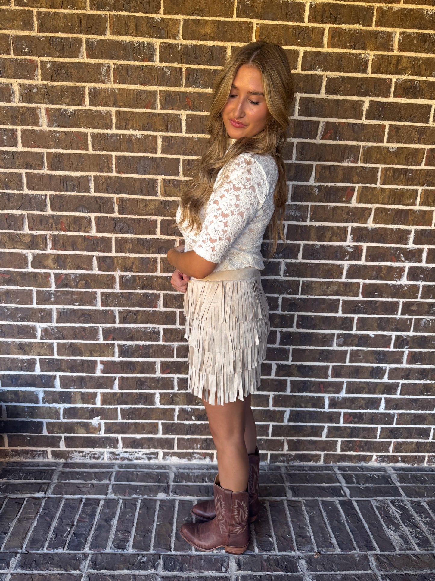 Western Glam Fringe Skirt