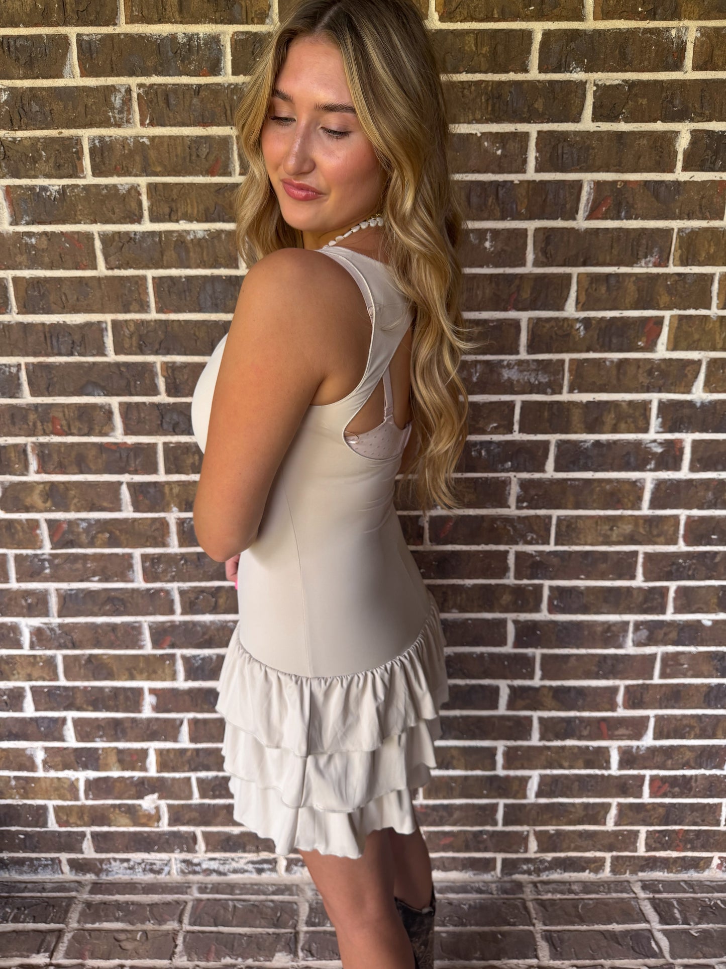 Ruffle Hem Sleeveless Bodycon Dress