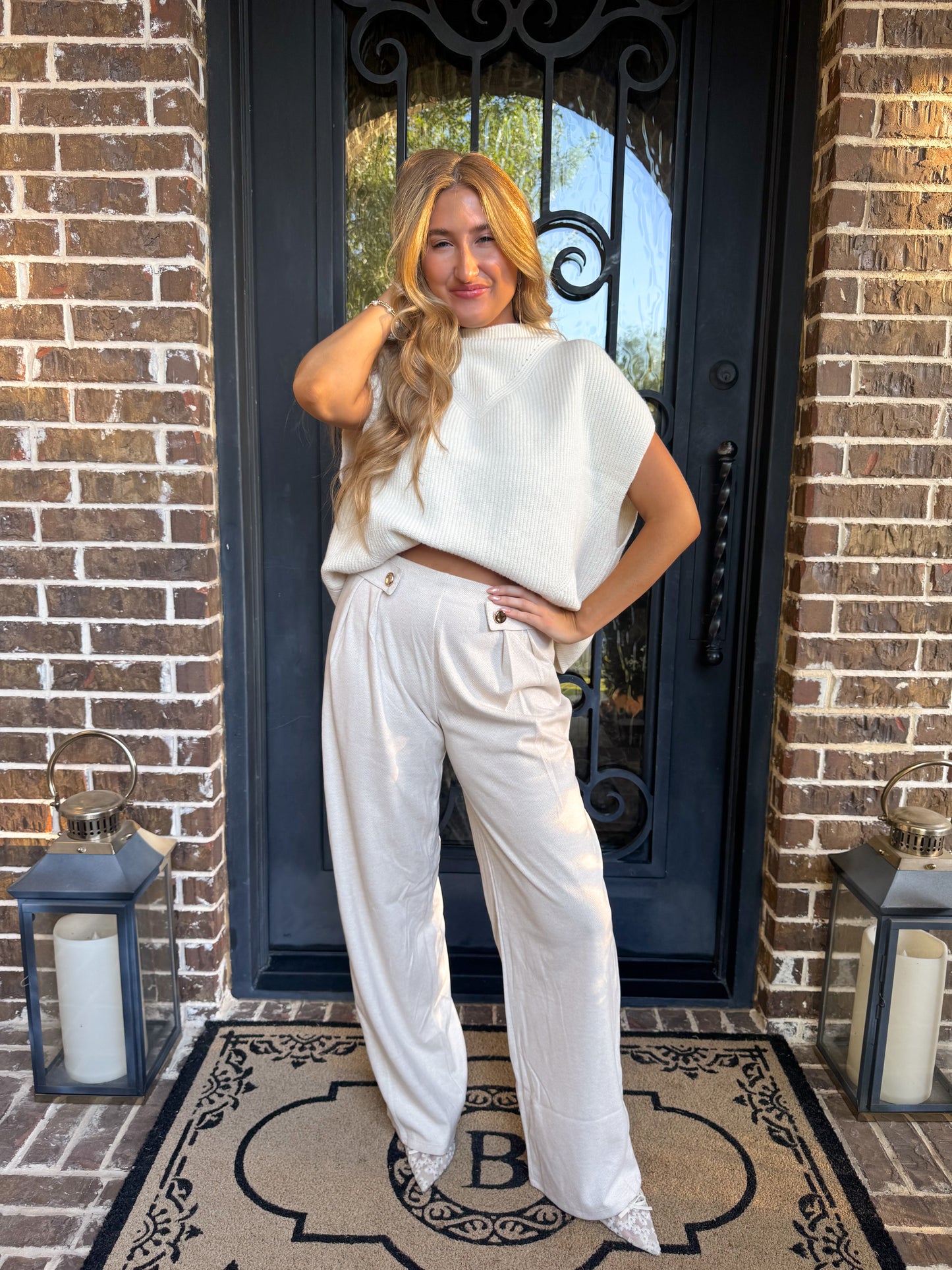 Elegant Ivory Trouser Pants