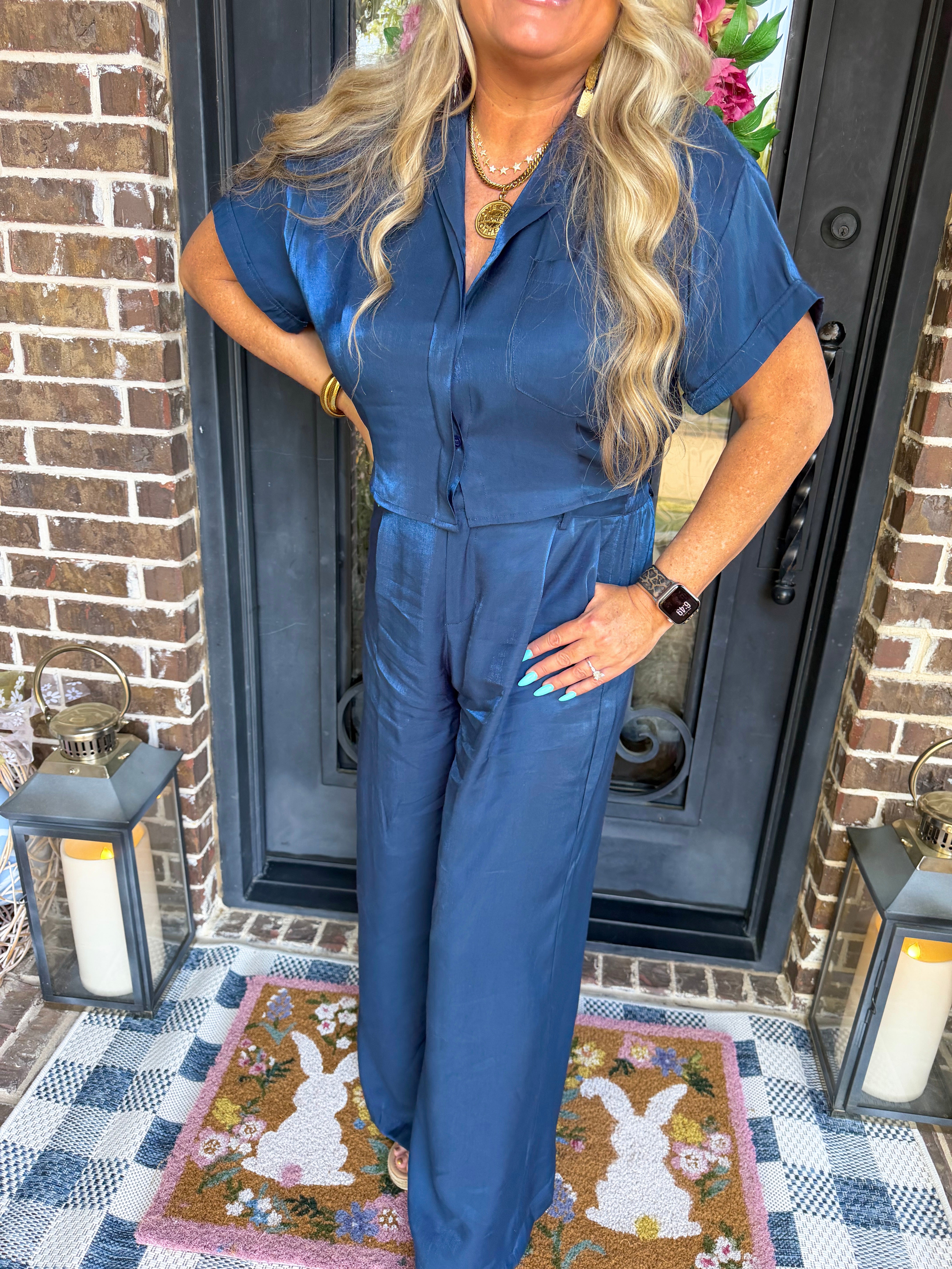 Navy Satin 2-Piece Set – Sweet Ivory