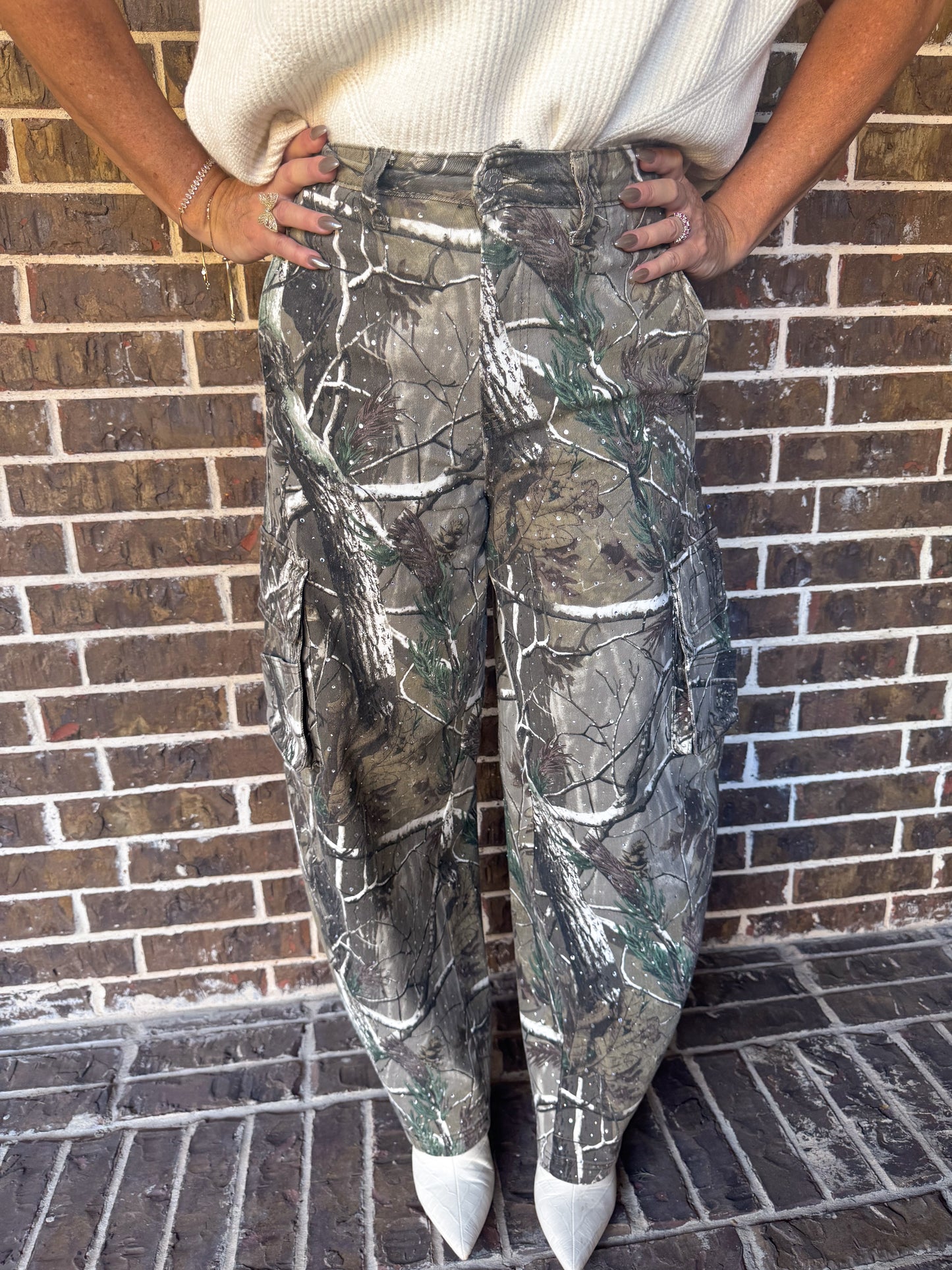 Rhinestone Camo Barrel Pants
