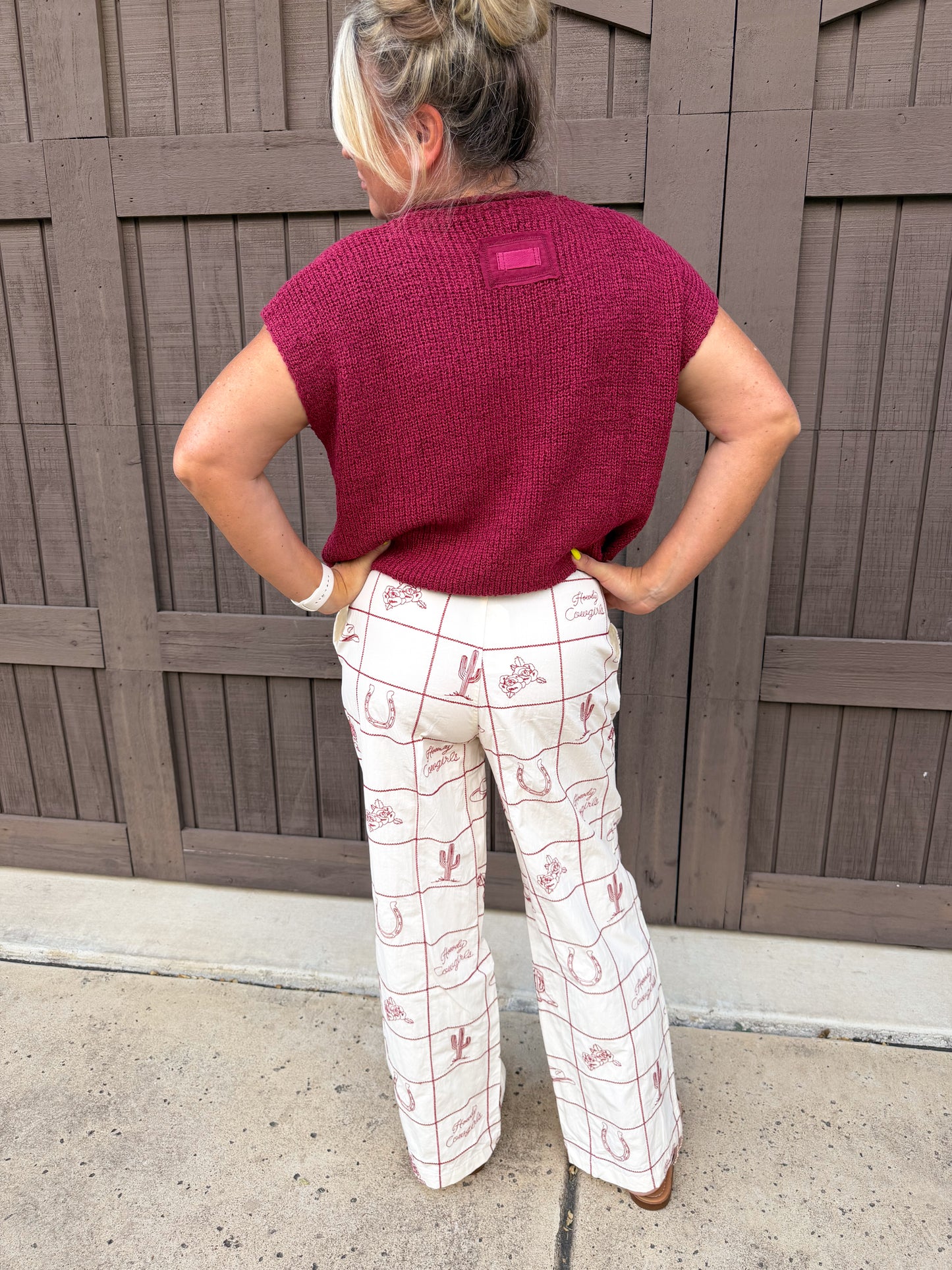 Western Maroon Cotton Pants