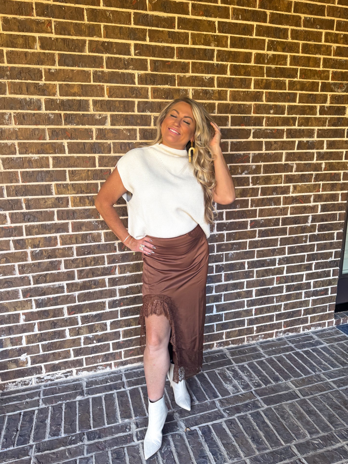Ivory Luxe Sleeveless Mock Neck Sweater
