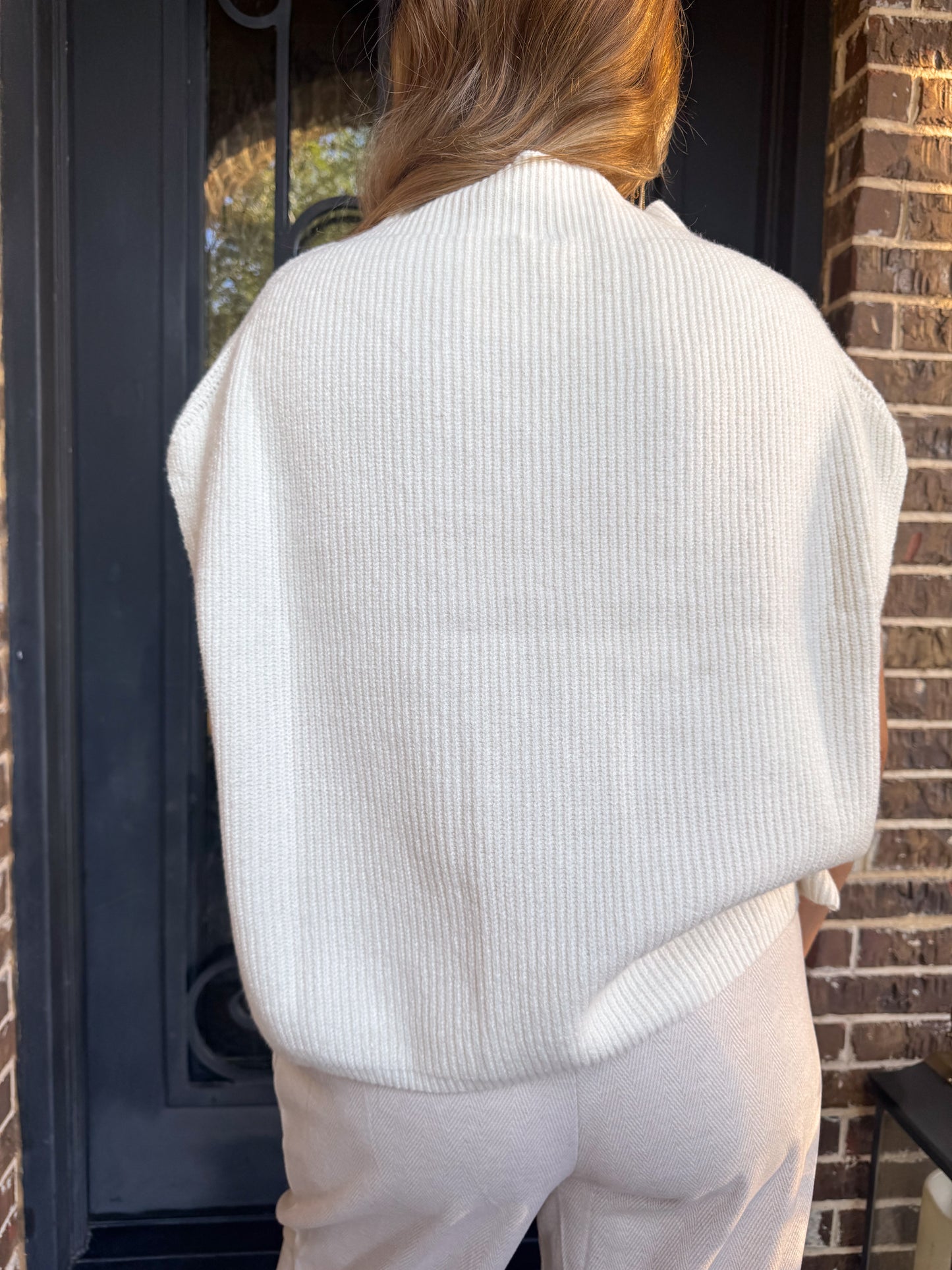 Ivory Luxe Sleeveless Mock Neck Sweater