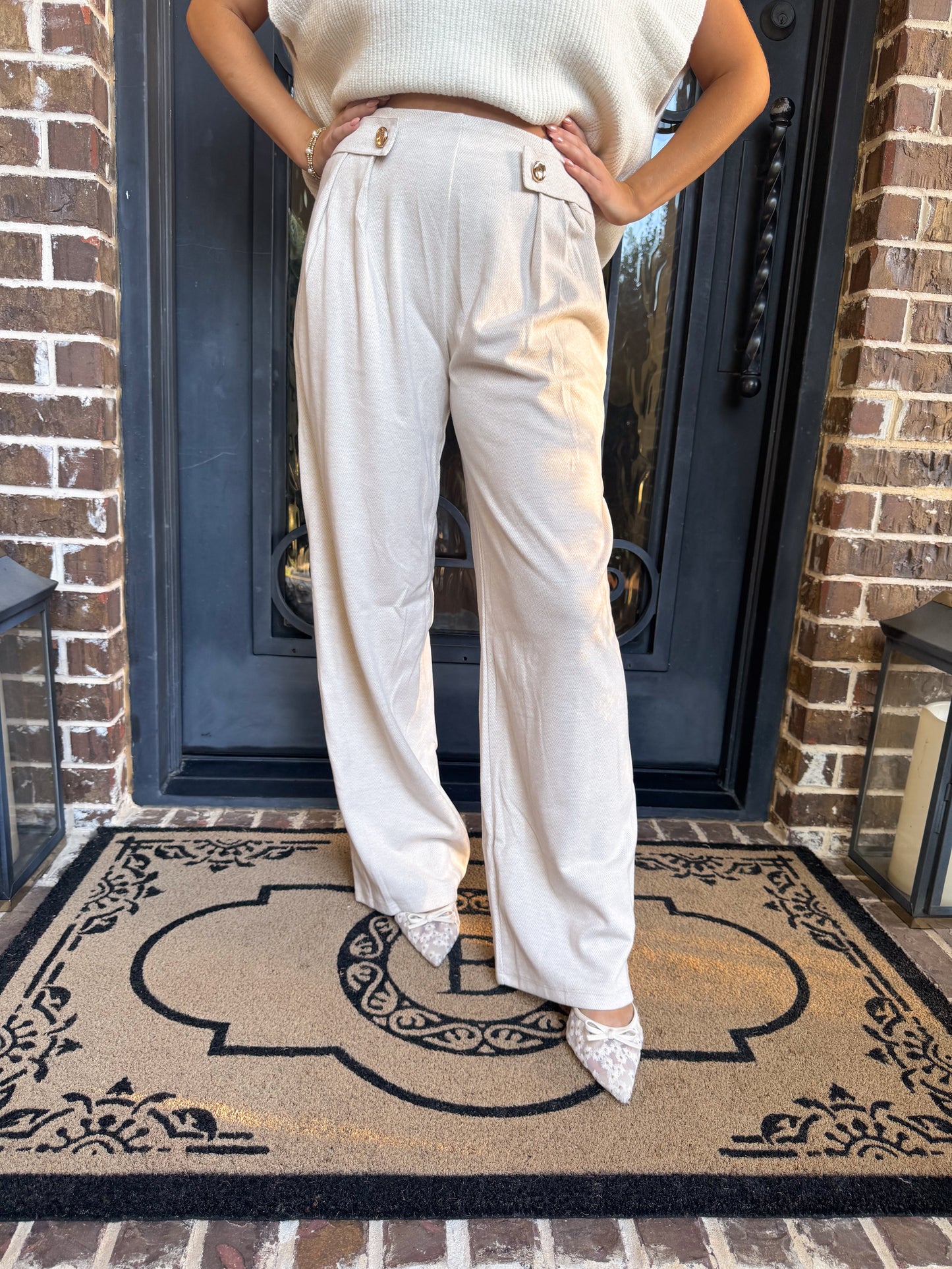 Elegant Ivory Trouser Pants
