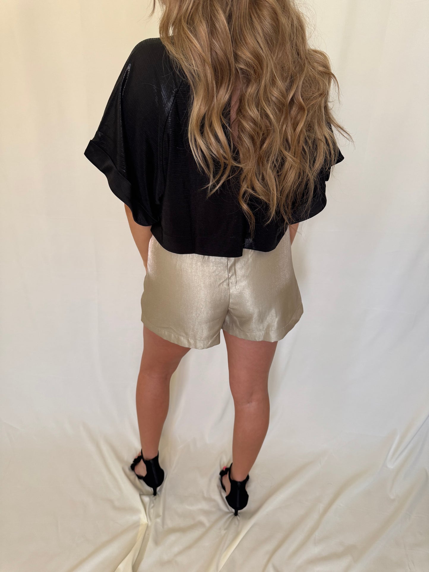 High Waist Gold Bow Shorts