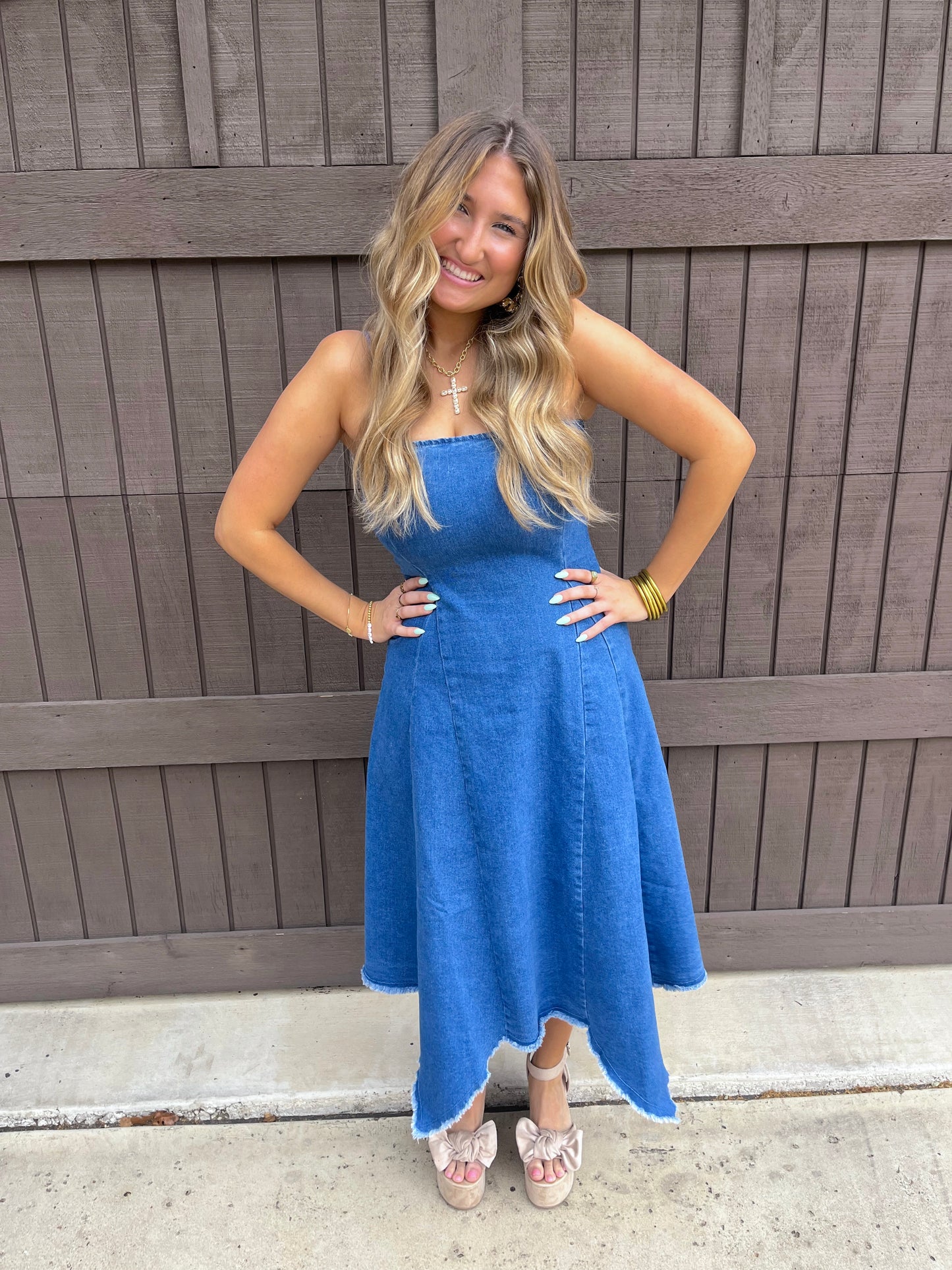 Trendy Denim Midi Dress