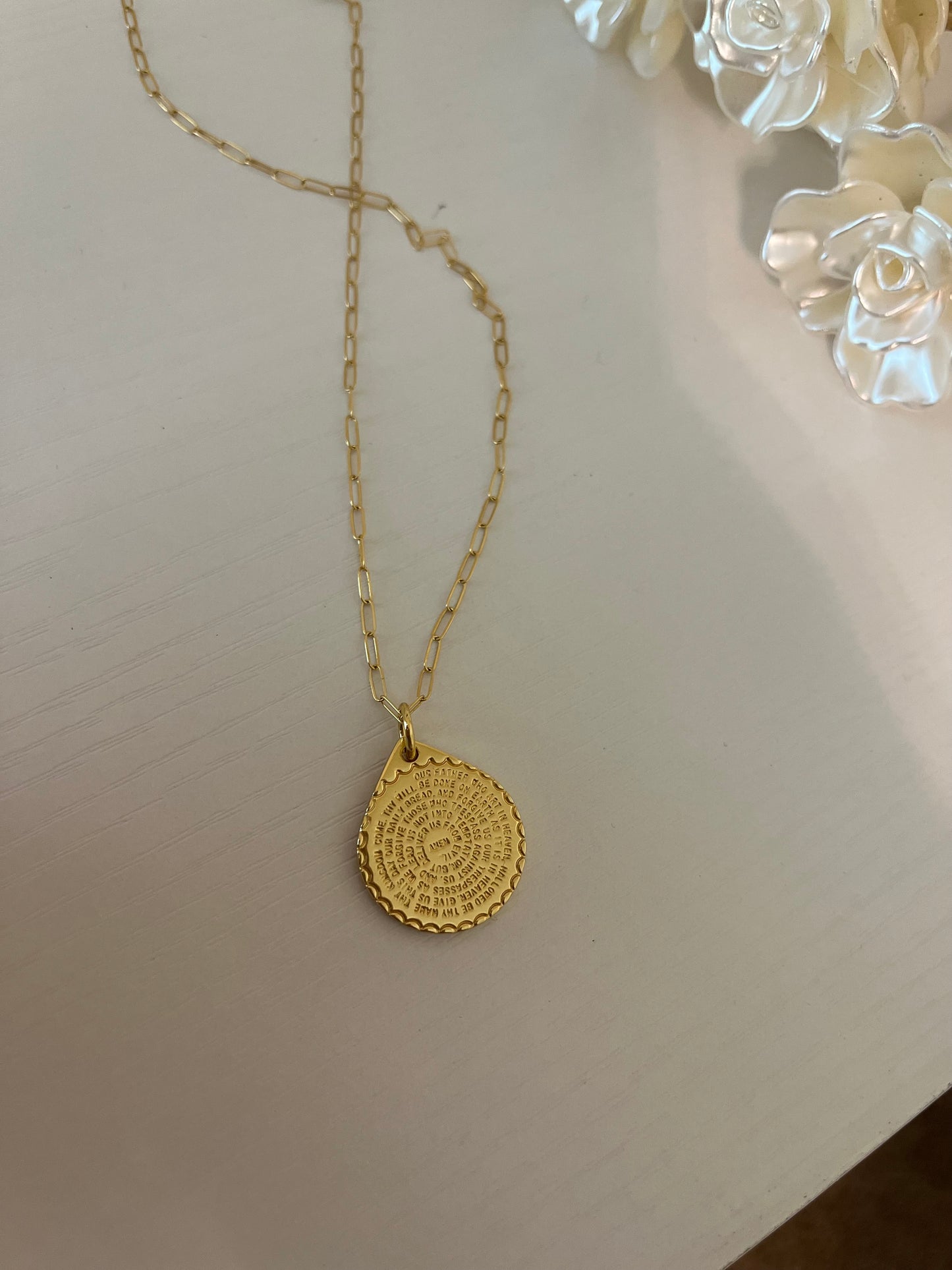 Lord’s Prayer Gold Medallion Necklace