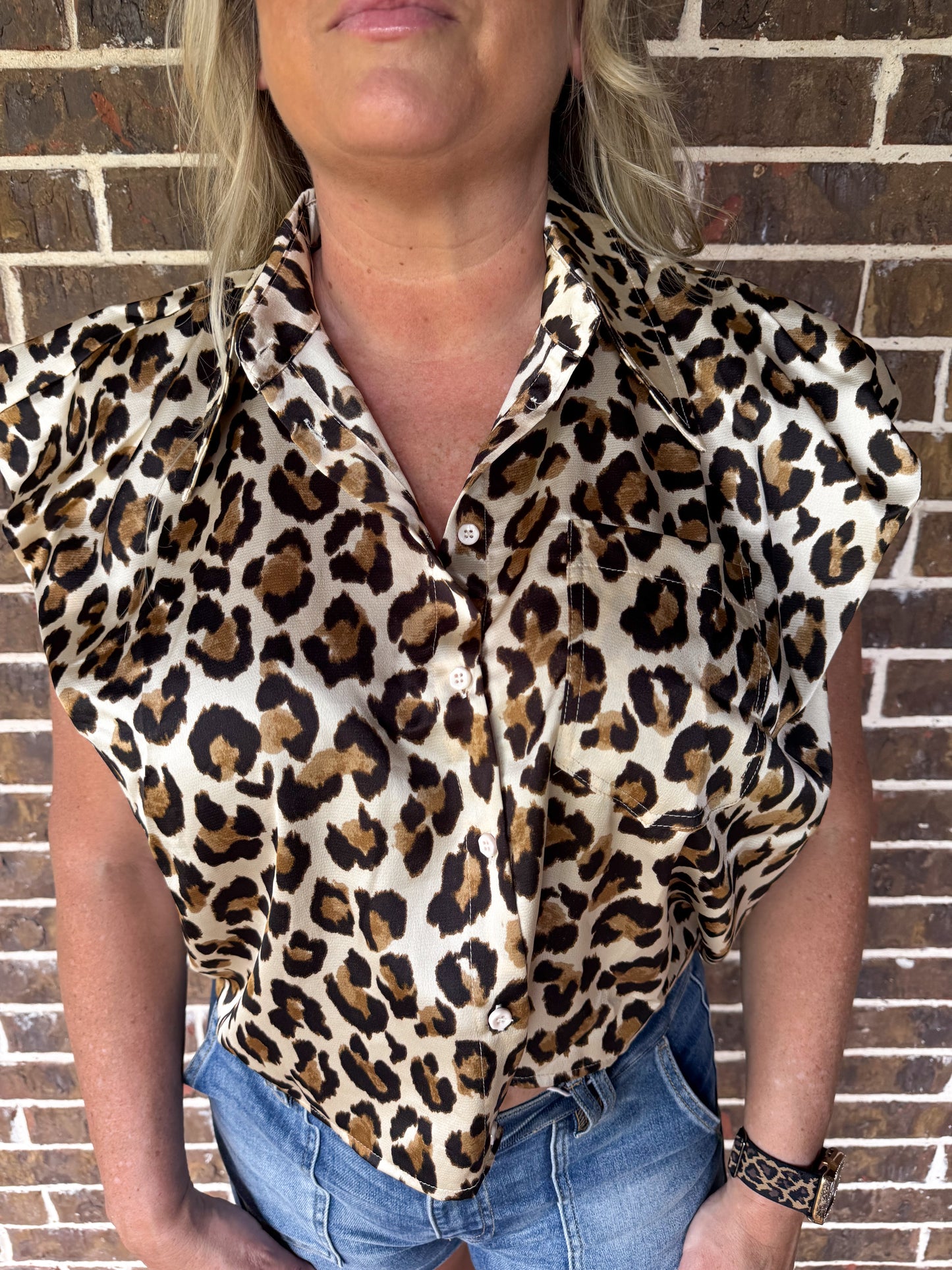 Wild Elegance Leopard Print Button-Up Top