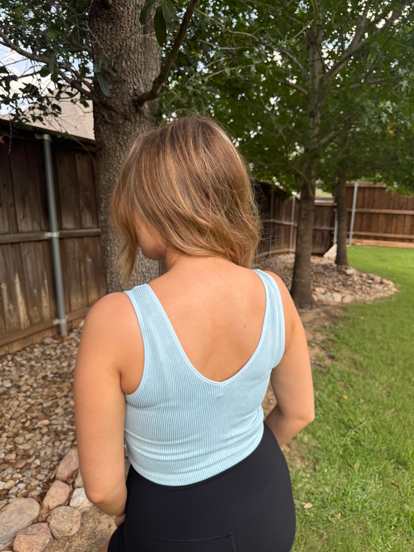 Sky Blue Reversible Ribbed Tank Top