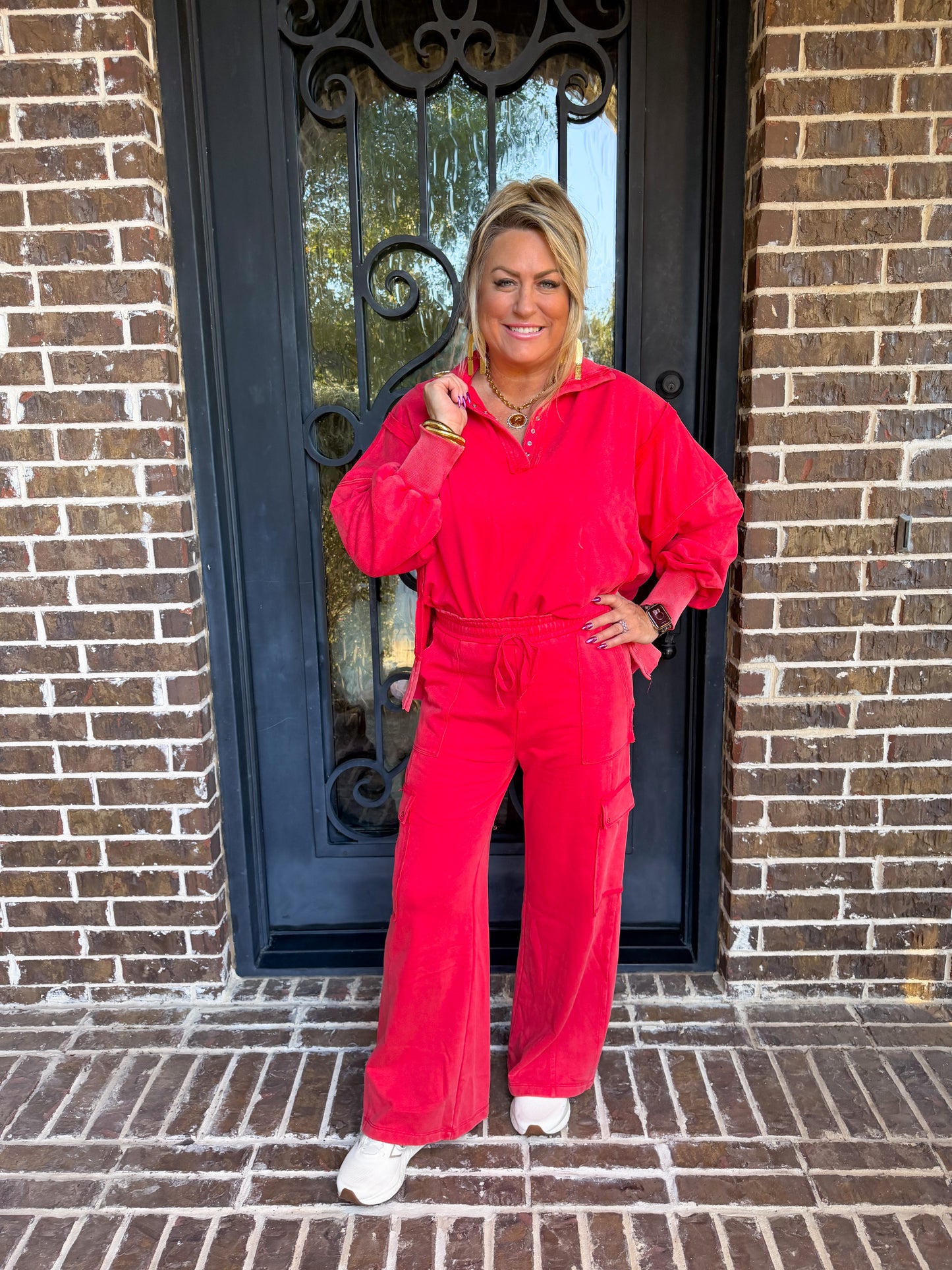 Cozy Red Velour Lounge Set