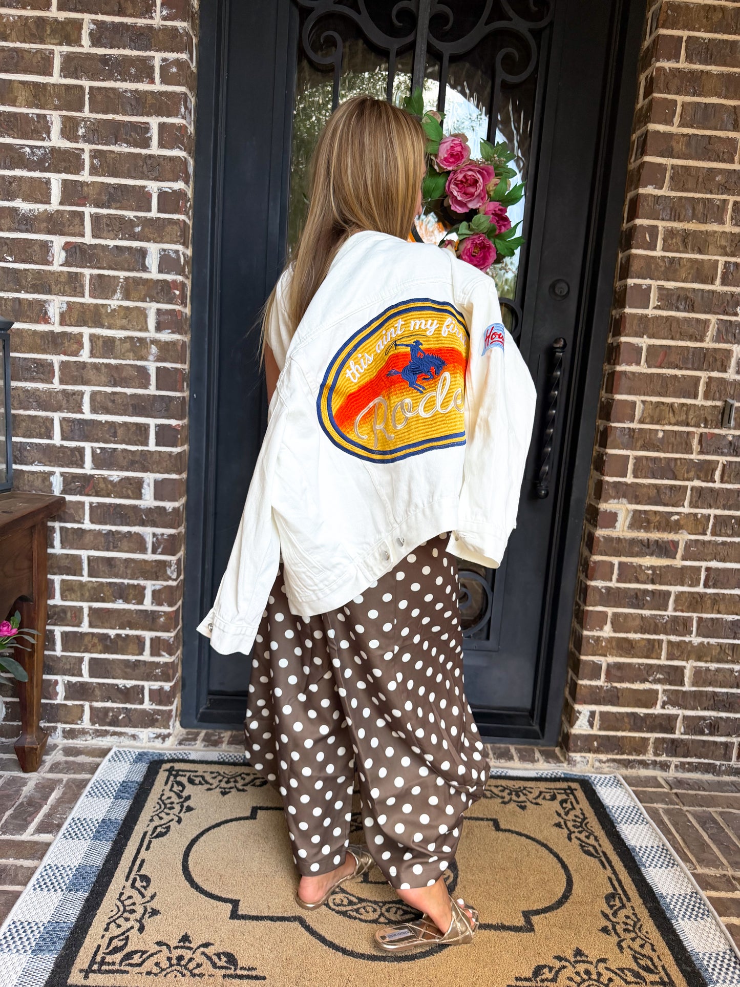 First Rodeo Embroidered White Denim Jacket