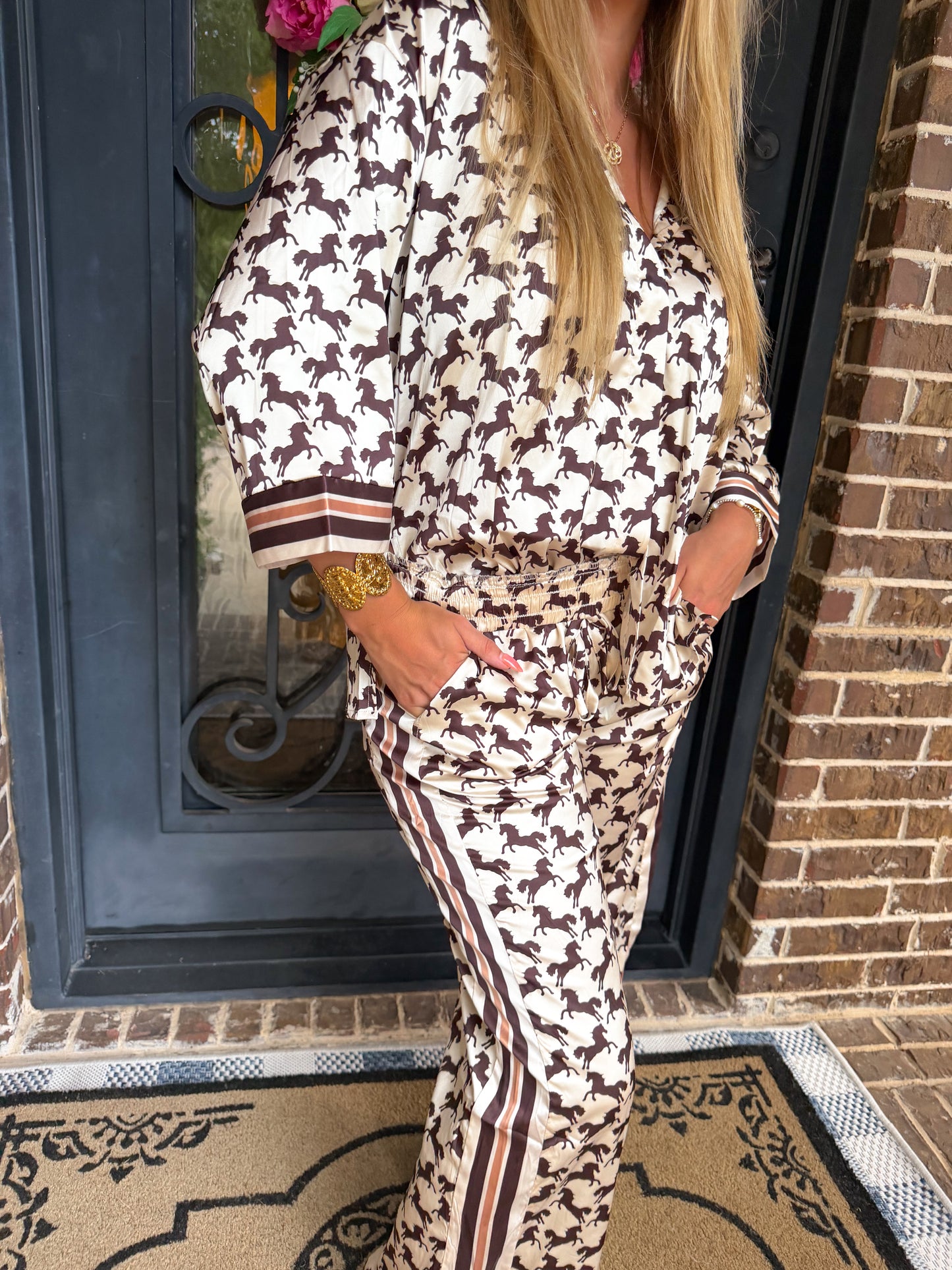Western Horse Satin Lounge Set