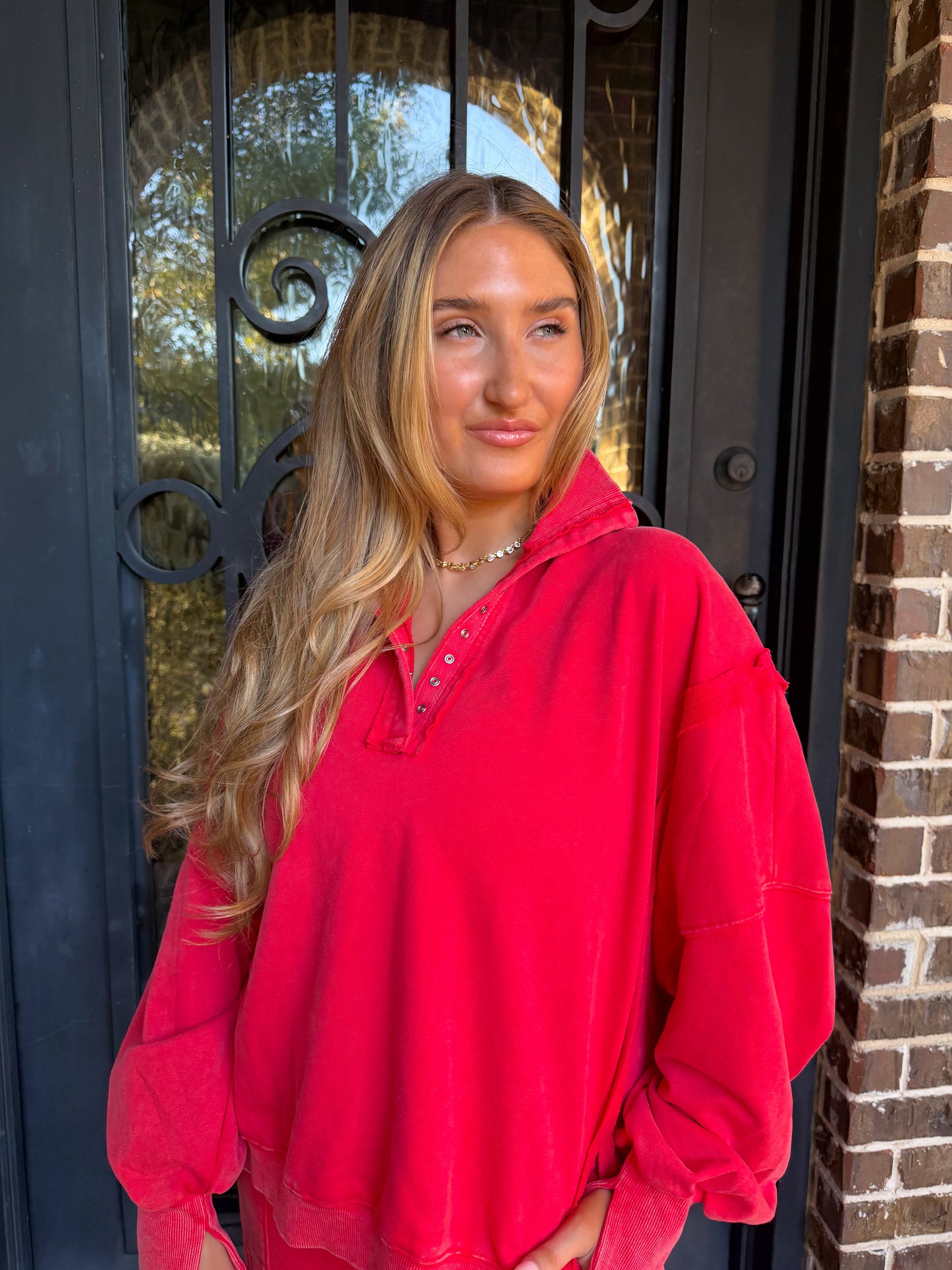 Cozy Red Velour Lounge Set