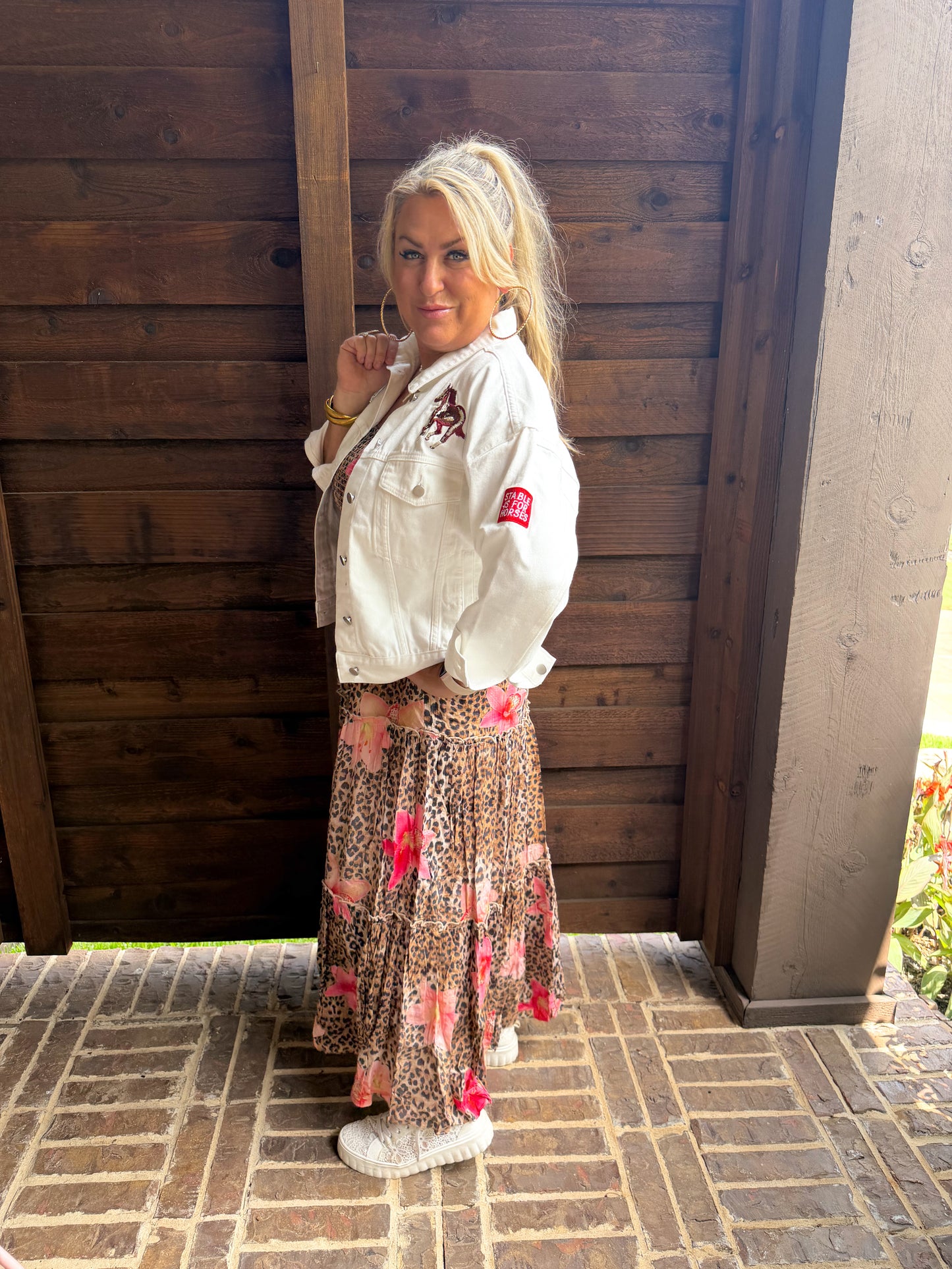 First Rodeo Embroidered White Denim Jacket