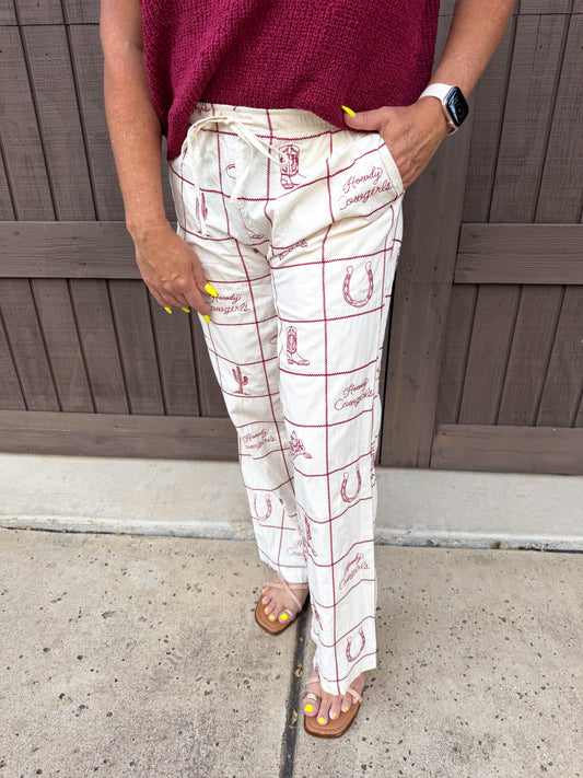 Western Maroon Cotton Pants