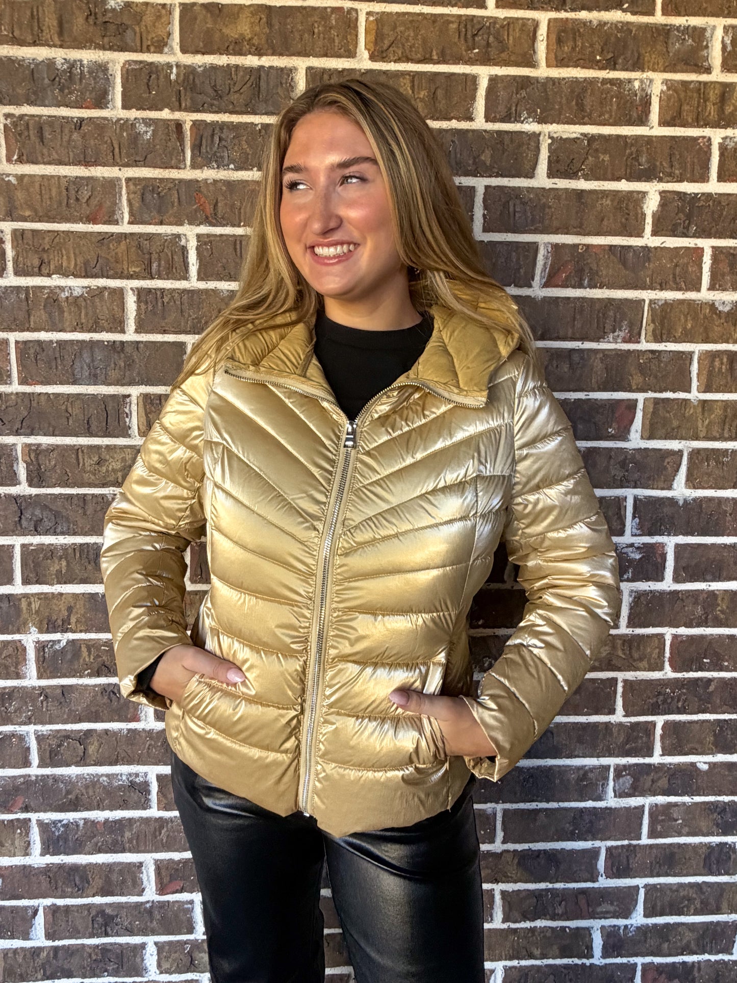 Metallic Gold Puffer Jacket
