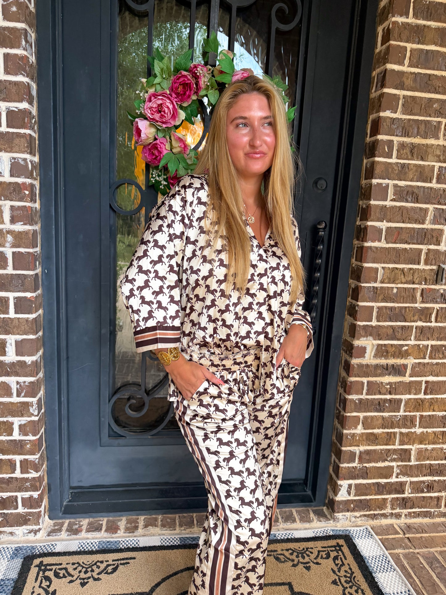 Western Horse Satin Lounge Set