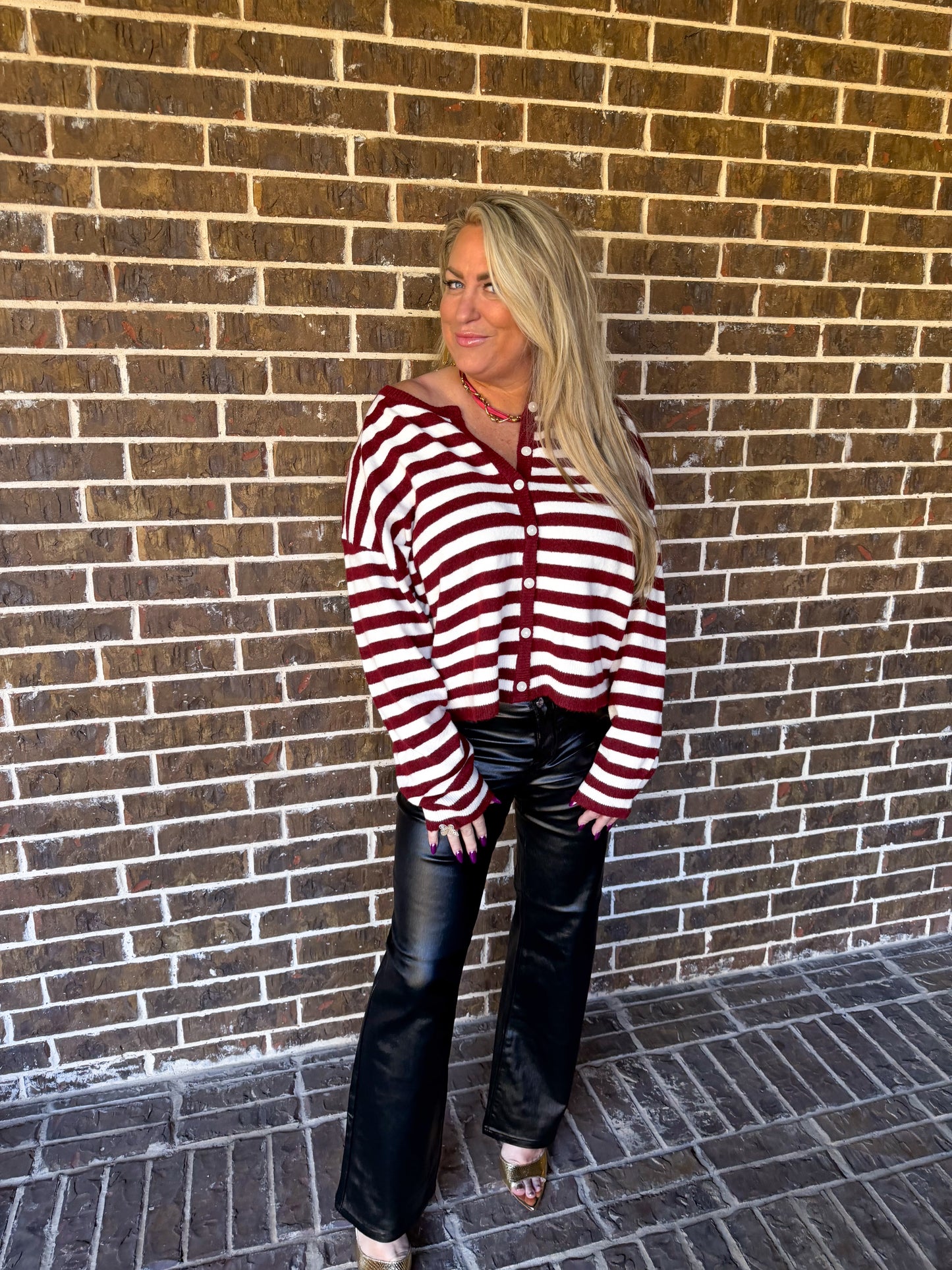 Black Faux Leather Straight-Leg Pants