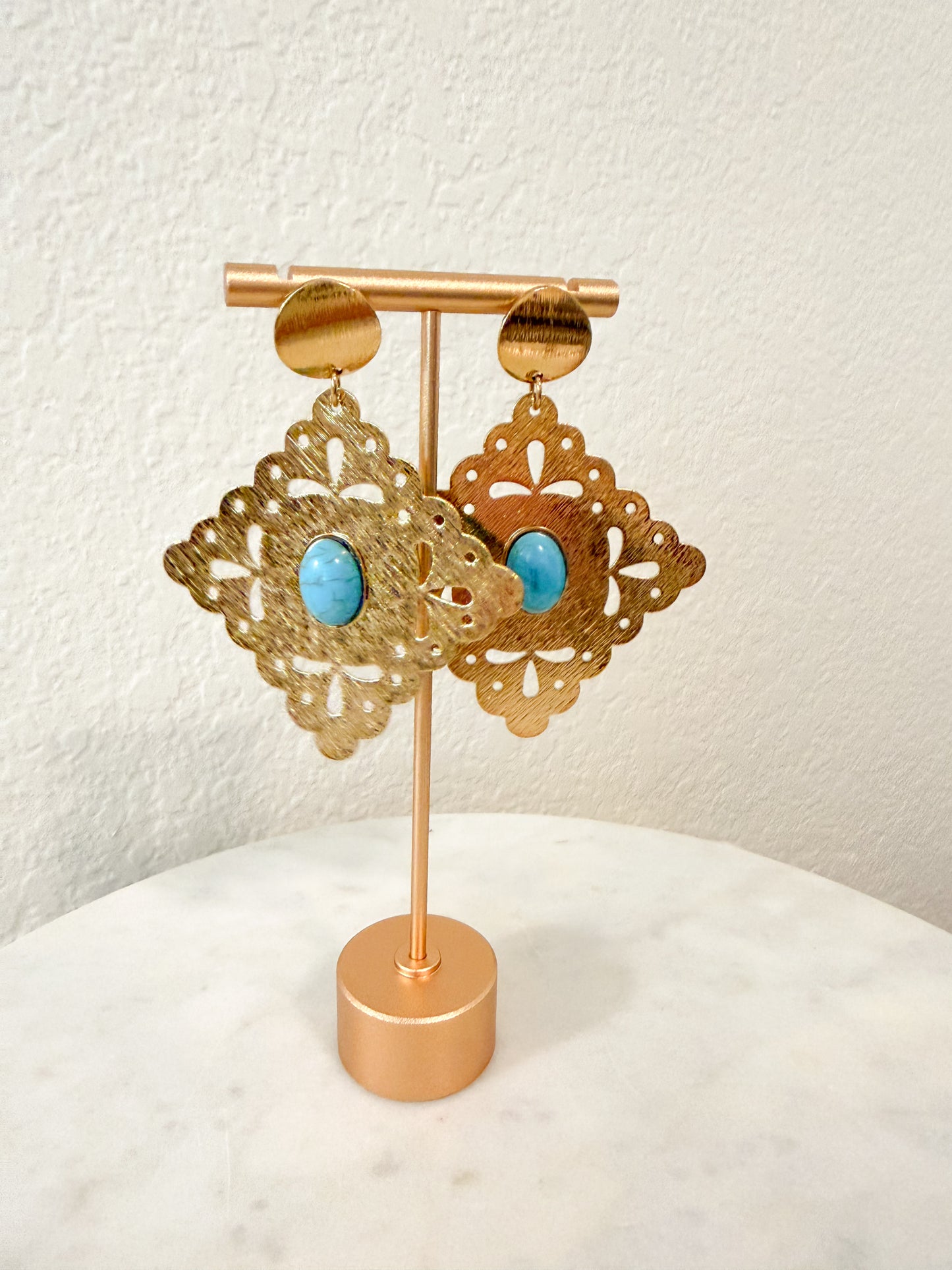Golden Western Turquoise Earrings