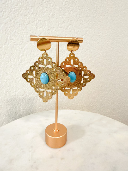 Golden Western Turquoise Earrings