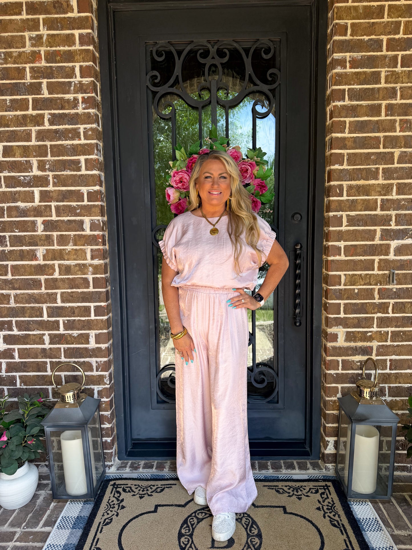 NEW Pink Fancy Rushed Pant Set