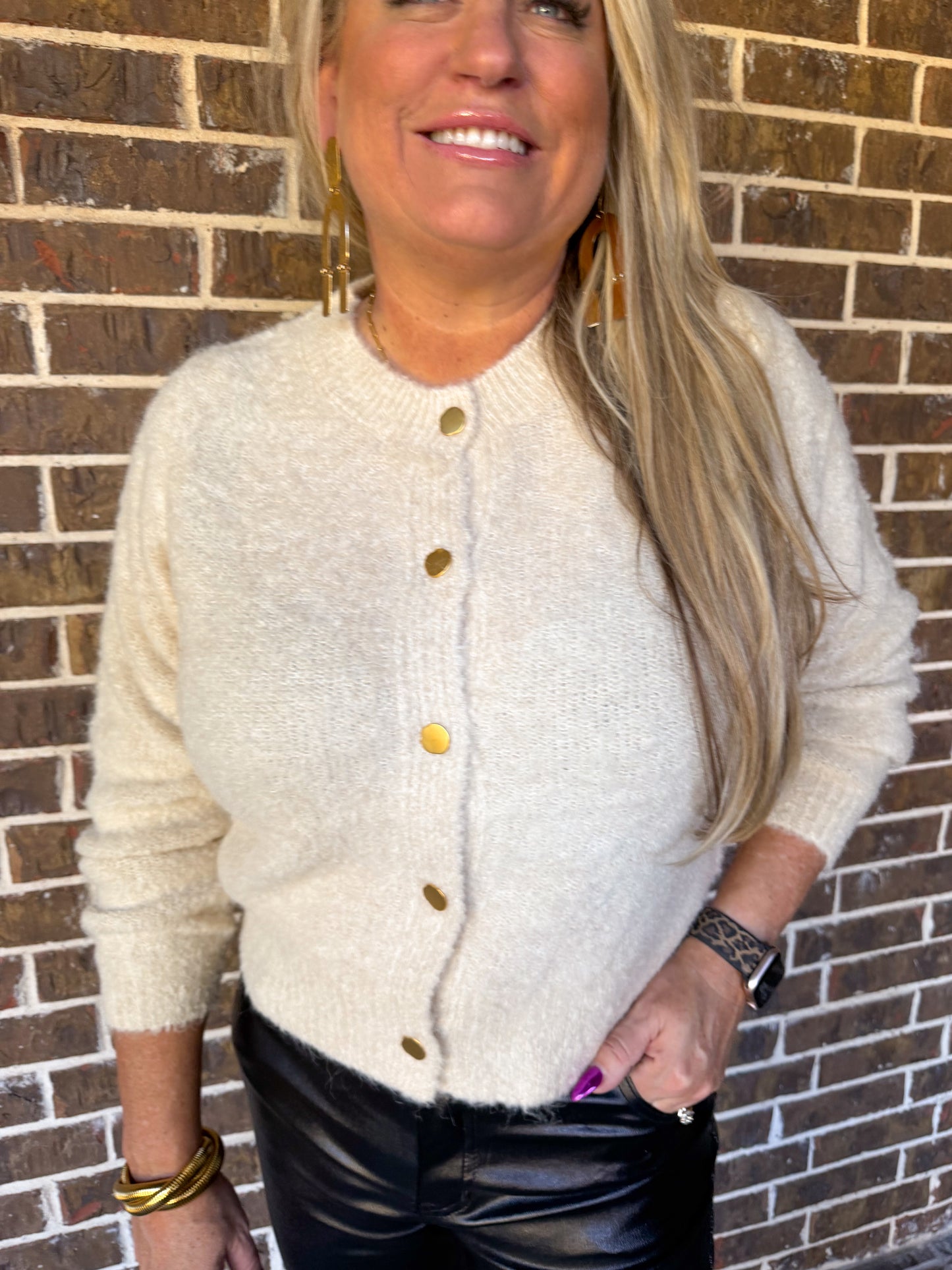 Cozy Cream Button-Up Cardigan