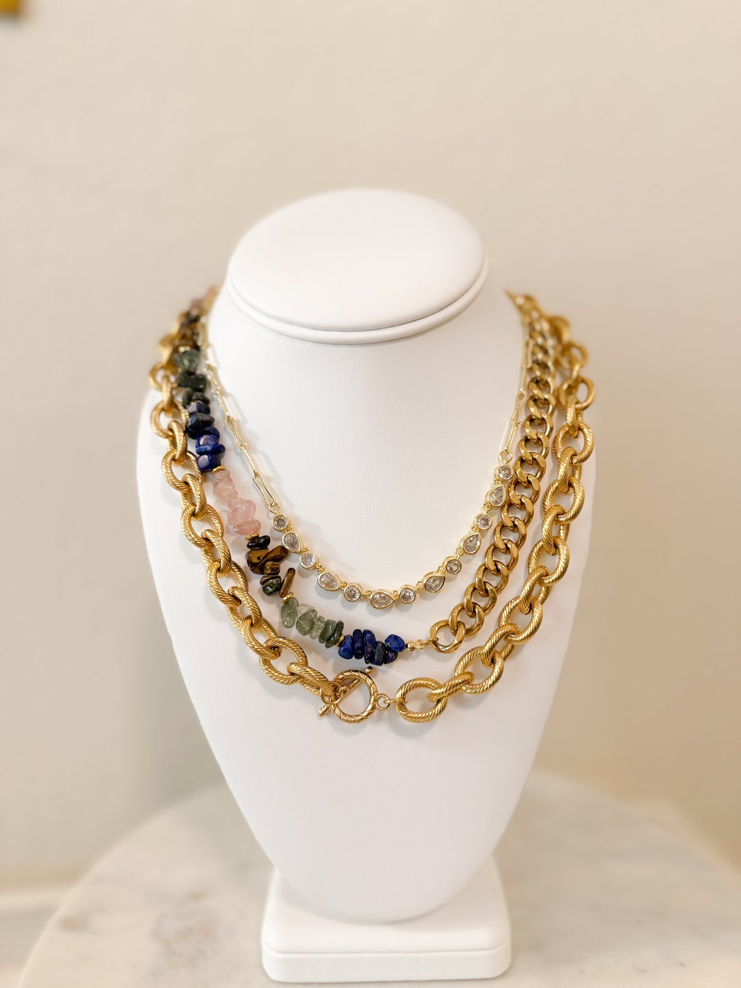 Bold Gold Rope Link Necklace