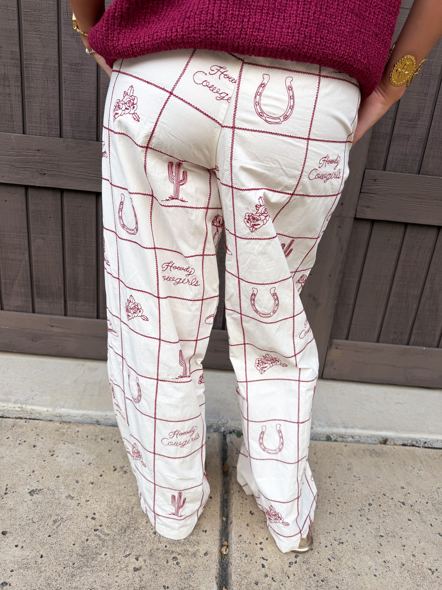 Western Maroon Cotton Pants