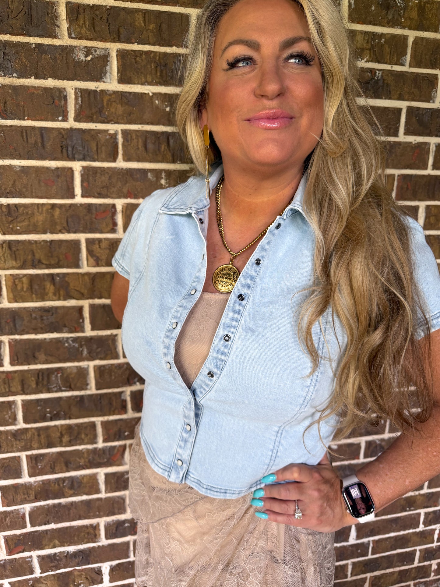 NEW Light Blue Denim Button Shirt