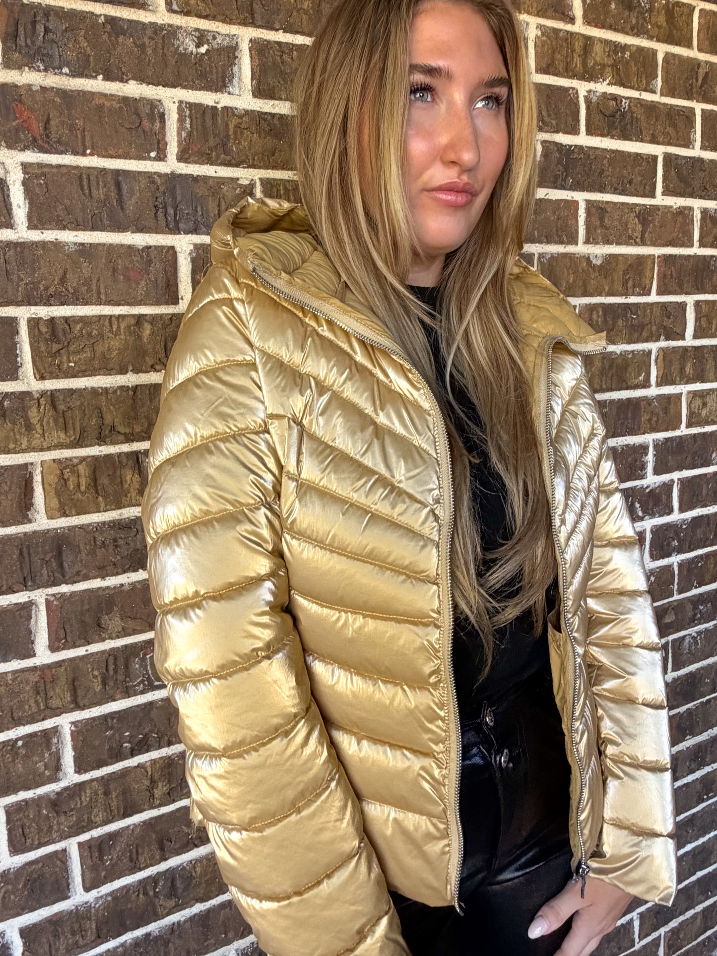 Metallic Gold Puffer Jacket
