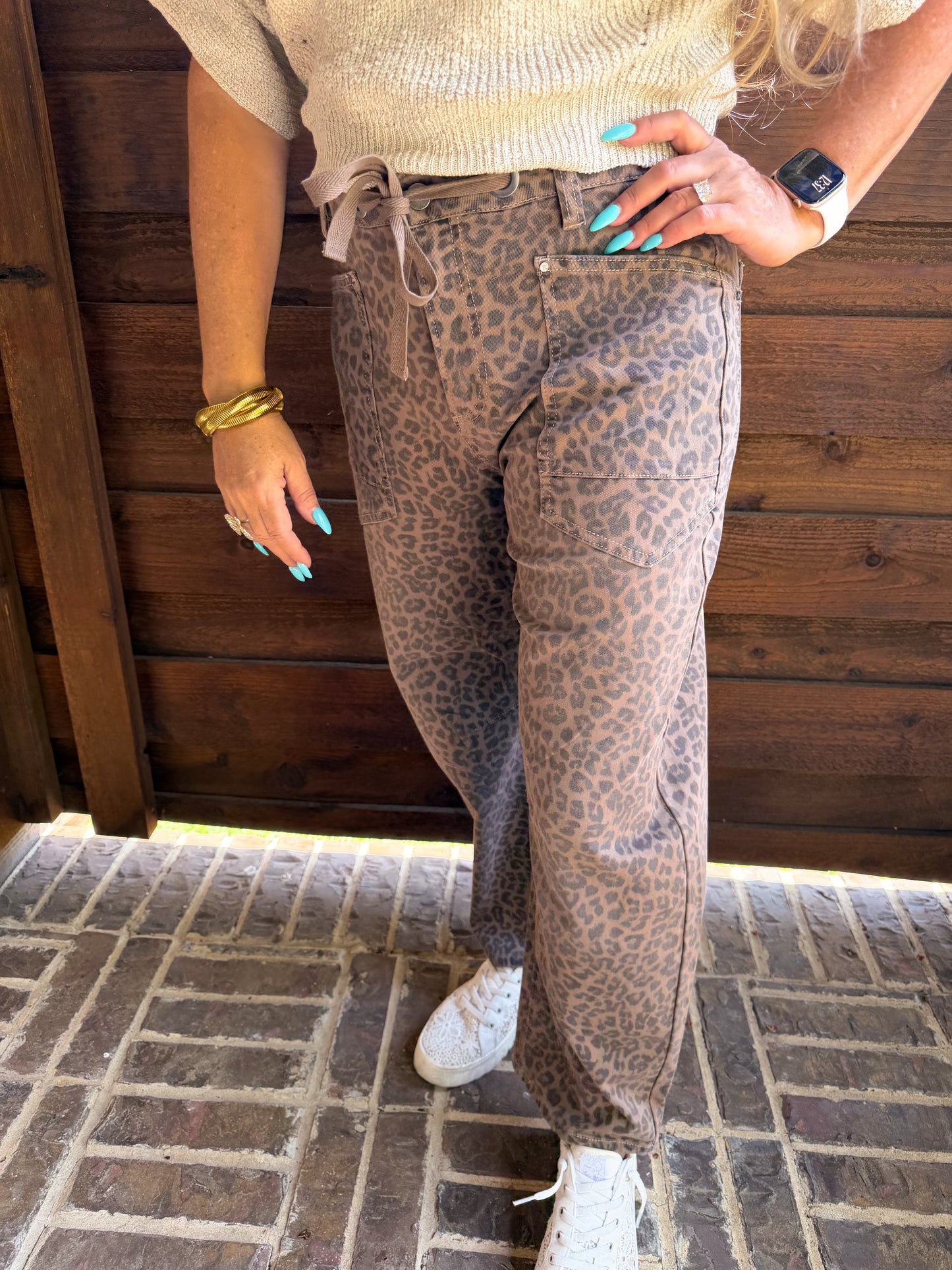 NEW Cheetah Leopard Barrel Jeans