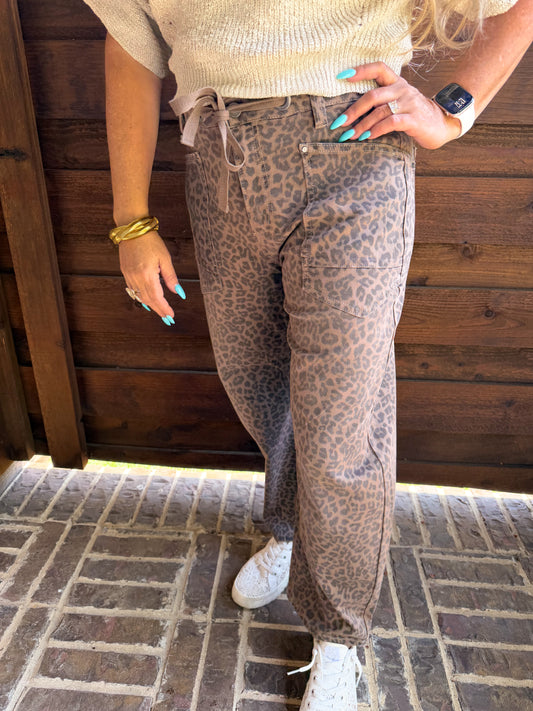 NEW Cheetah Leopard Barrel Jeans