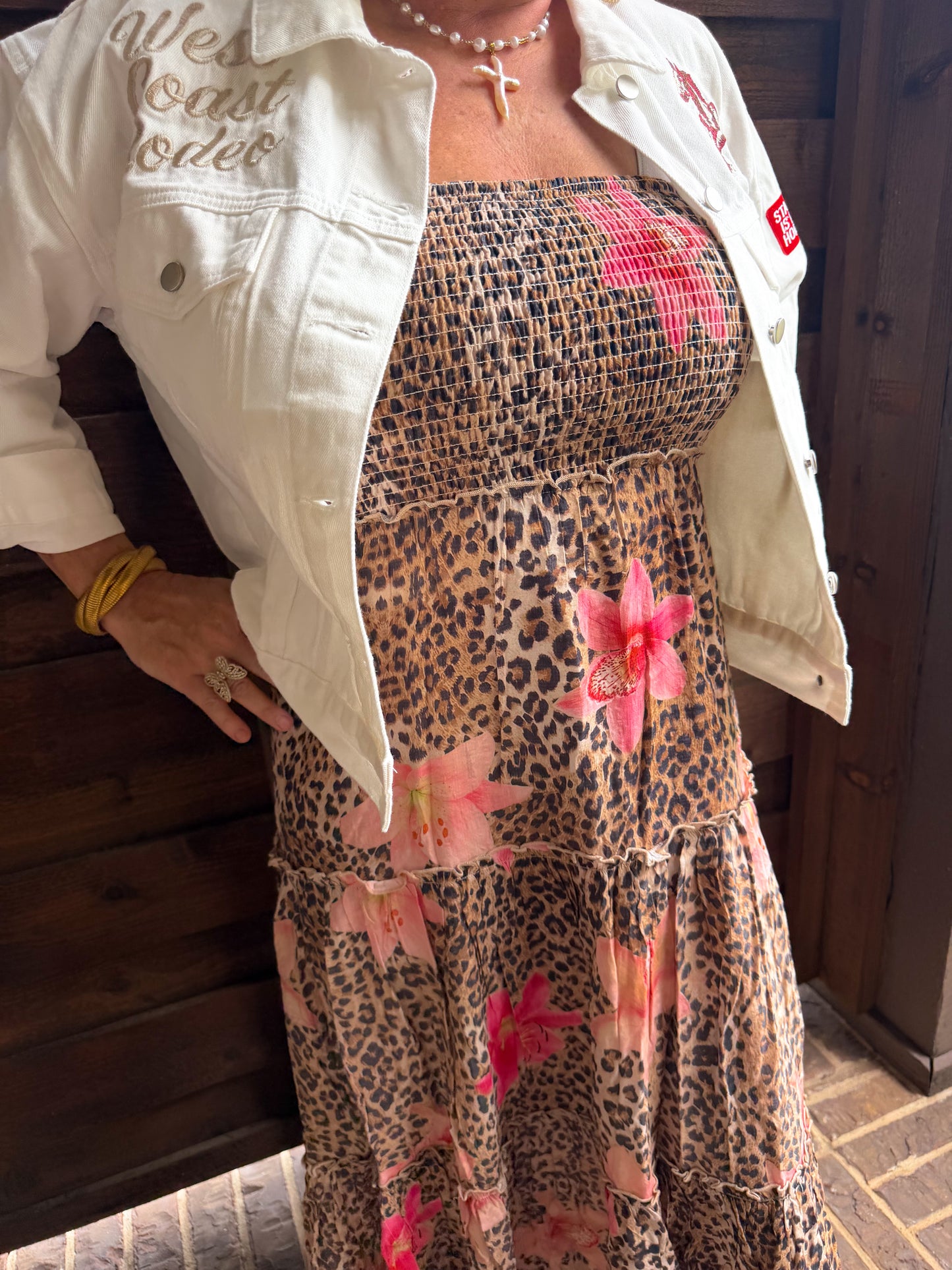 Wildflower Leopard Strapless Maxi Dress