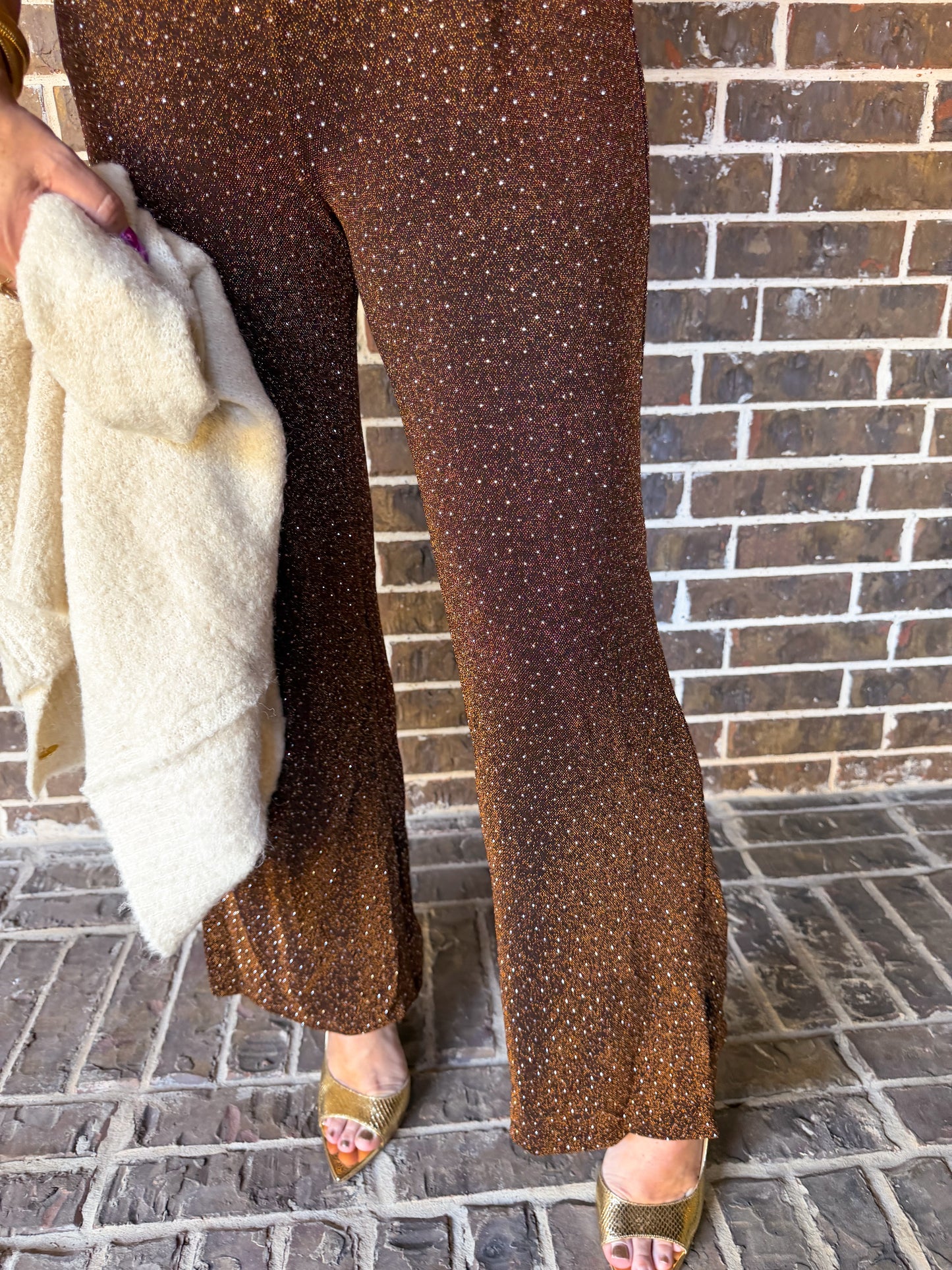 Bronze Shimmer Wide-Leg Jumpsuit
