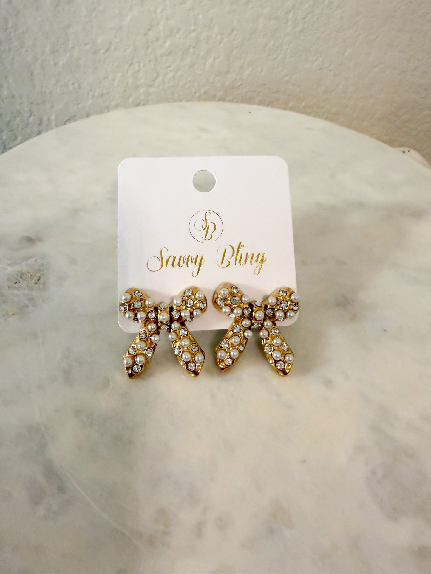 Pearl Bow Stud Earrings