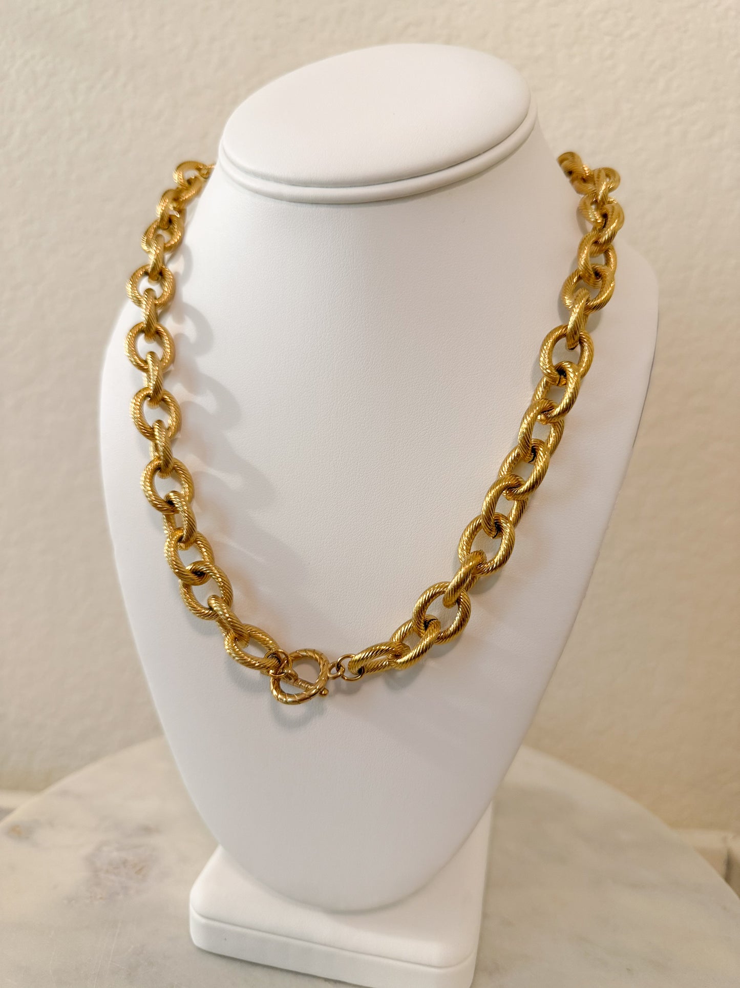 Bold Gold Rope Link Necklace