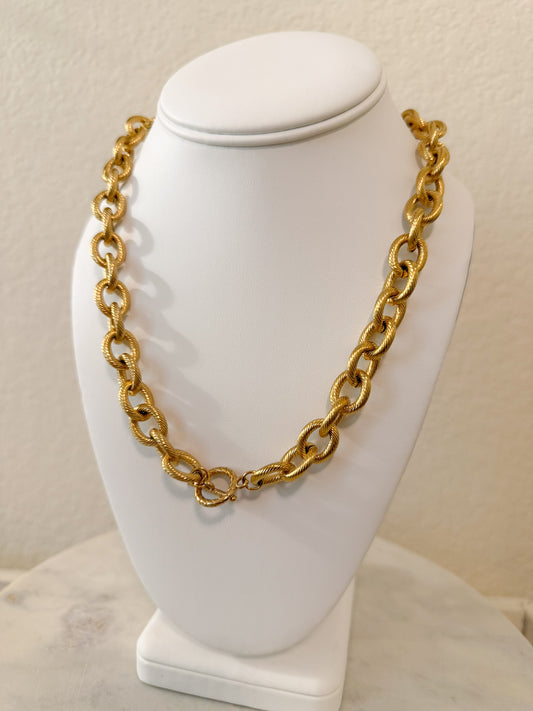 Bold Gold Rope Link Necklace