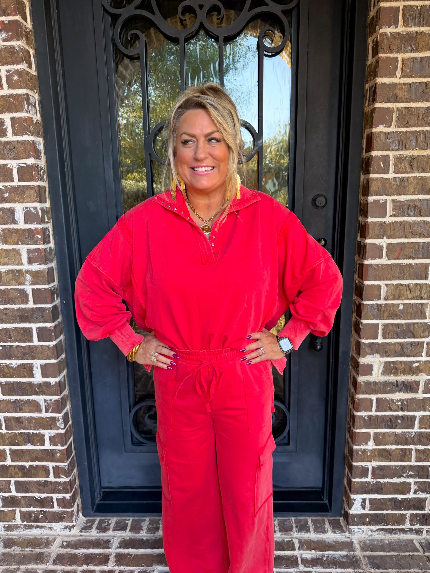 Cozy Red Velour Lounge Set