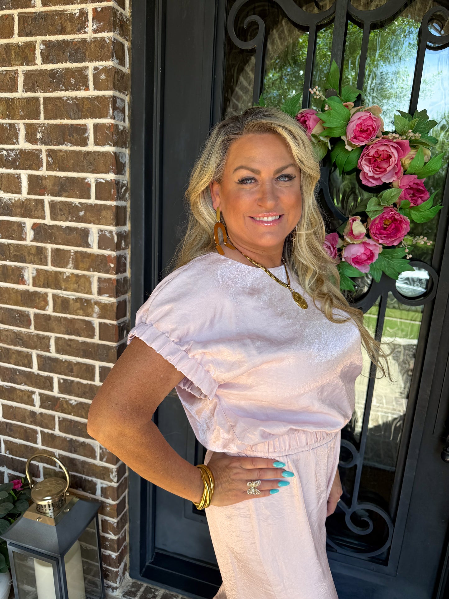 NEW Pink Fancy Rushed Pant Set