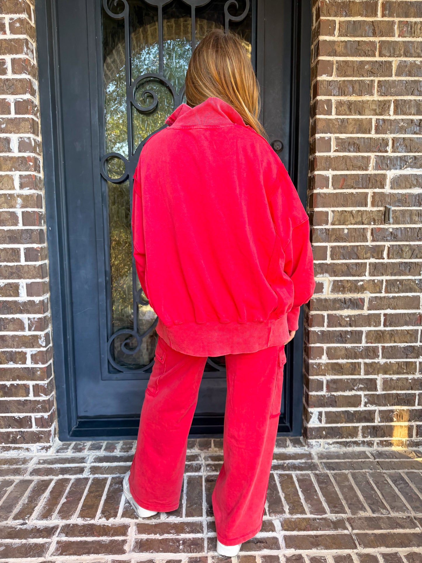 Cozy Red Velour Lounge Set