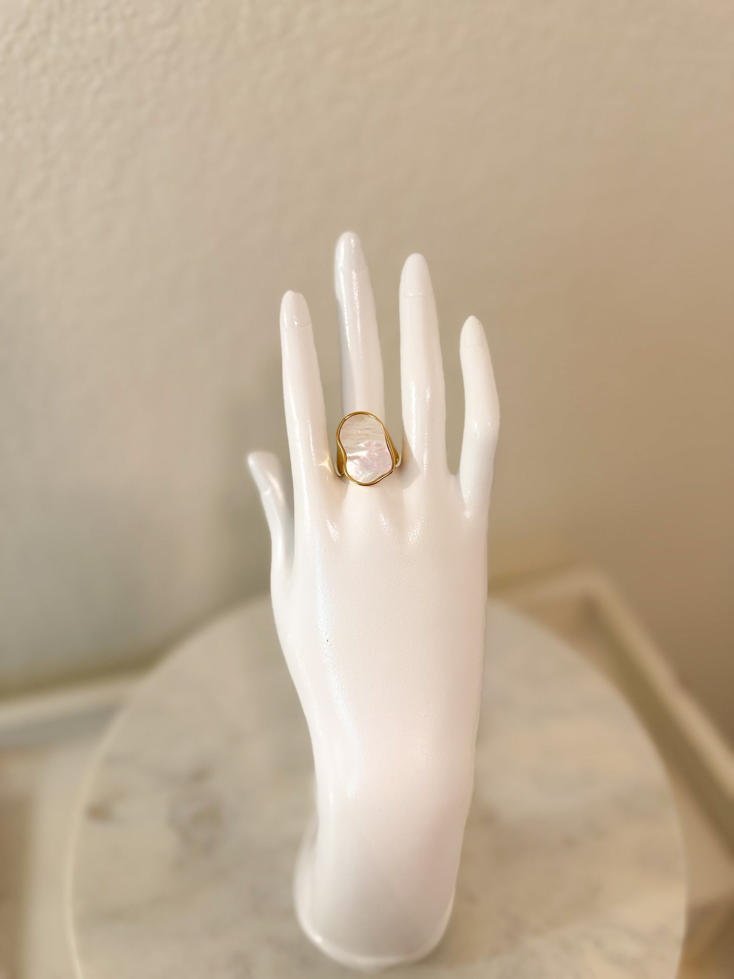 Mother of Pearl Organic Shape Ring