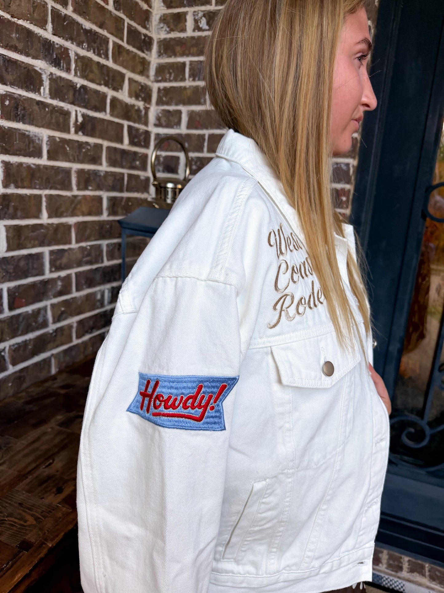 First Rodeo Embroidered White Denim Jacket