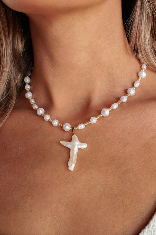 Faith Pearl Cross Necklace