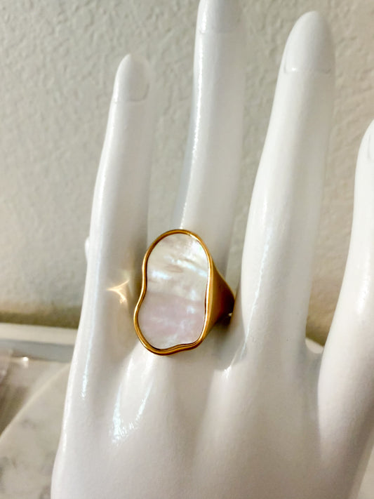 Mother of Pearl Organic Shape Ring